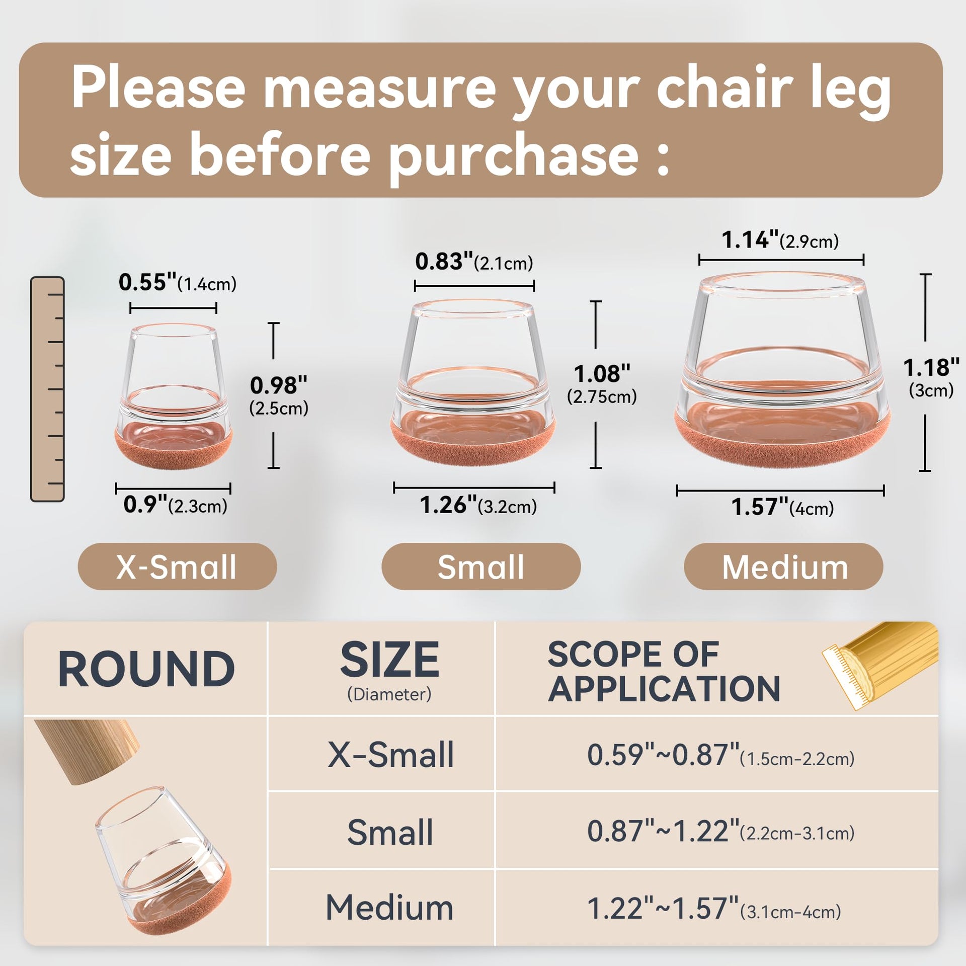24PCS Upgraded Silicone Chair Leg Floor Protectors for Hardwood Floors (24 Count)