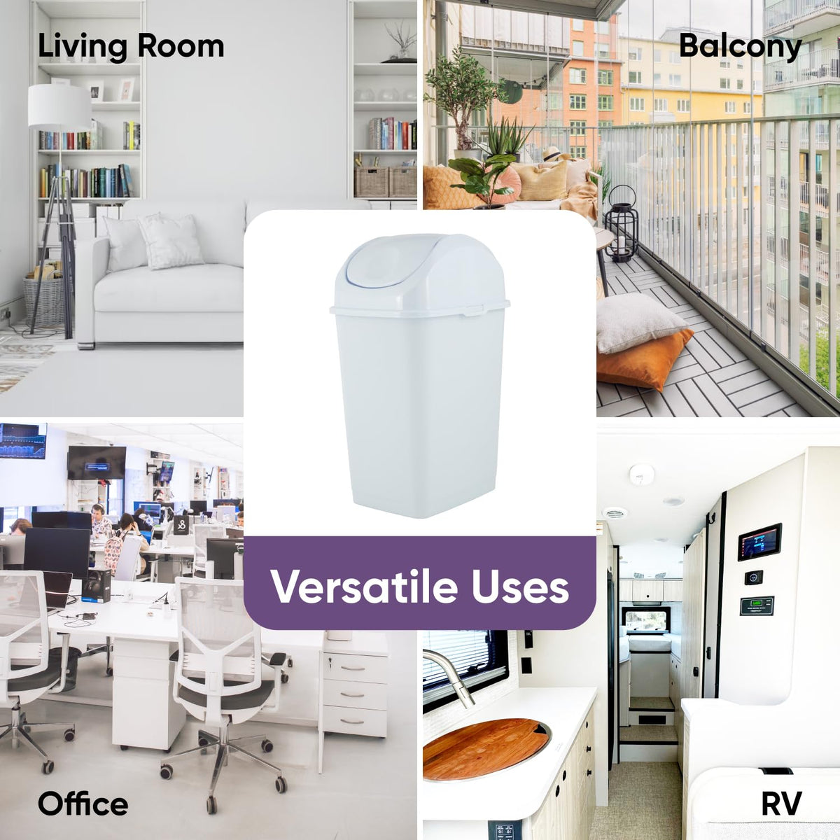 Medium Trash Can with Lid 4.5 Gallon Plastic Swing Top Garbage Can Slim Waste Bin for Under Sink