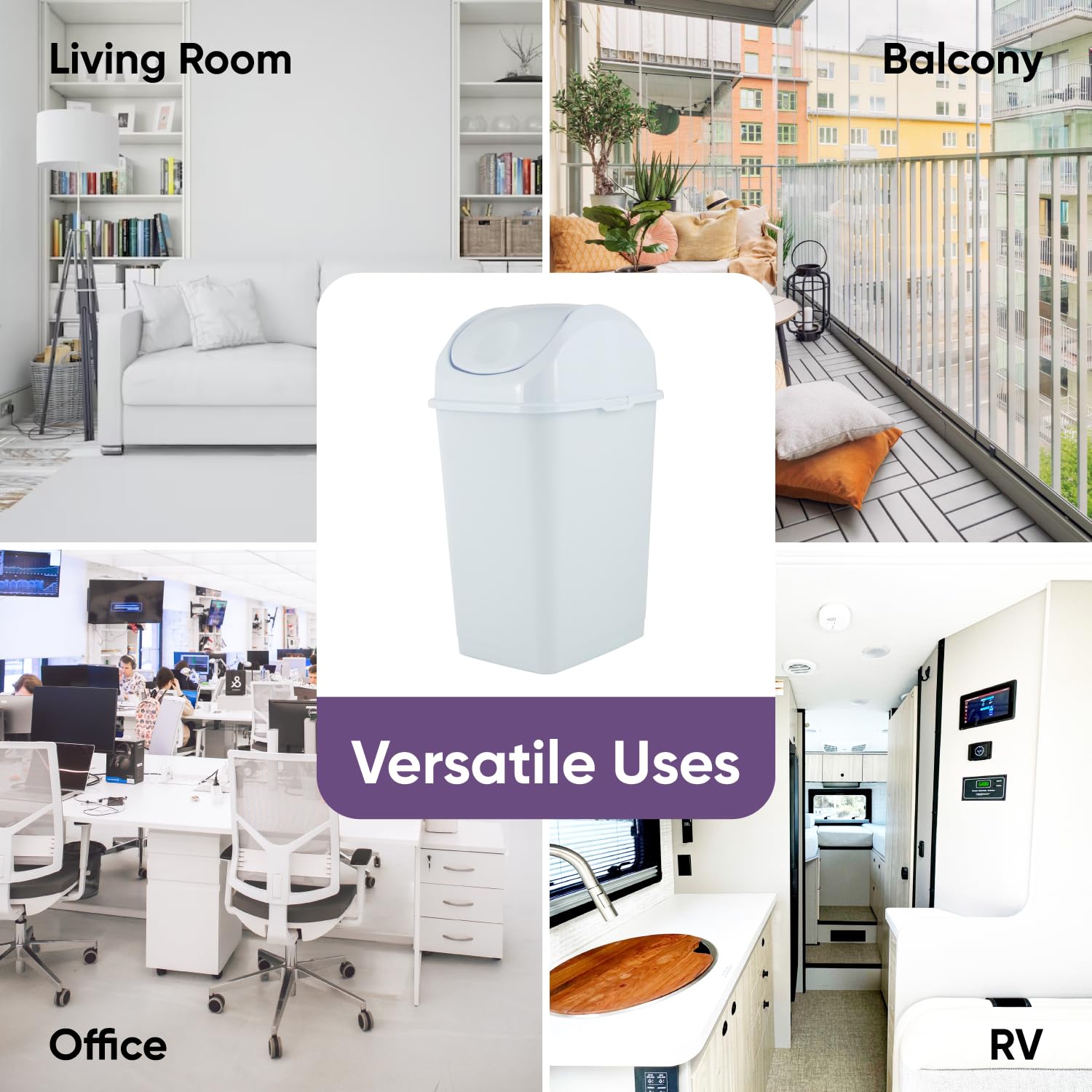 Medium Trash Can with Lid 4.5 Gallon Plastic Swing Top Garbage Can Slim Waste Bin for Under Sink