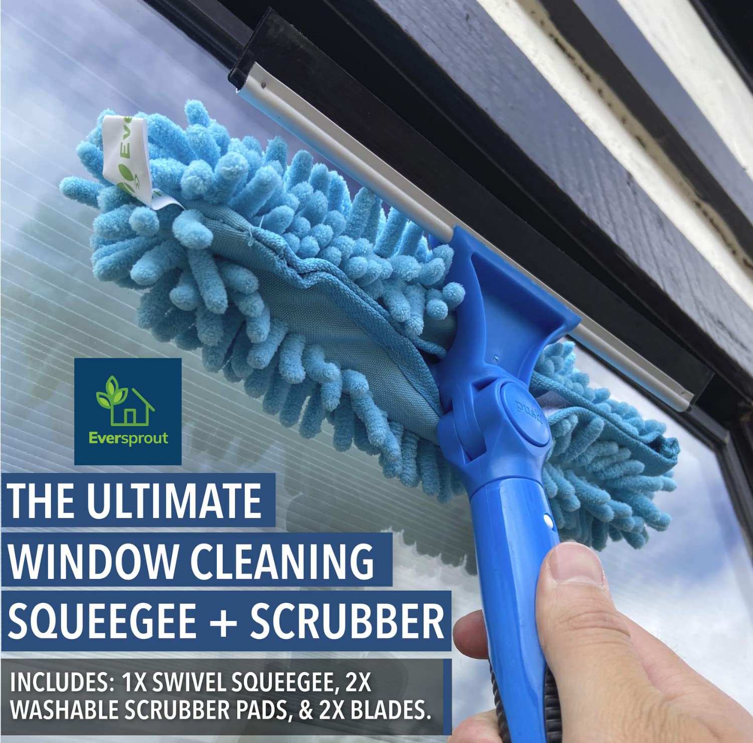 Swivel Squeegee & Microfiber Window Scrubber
