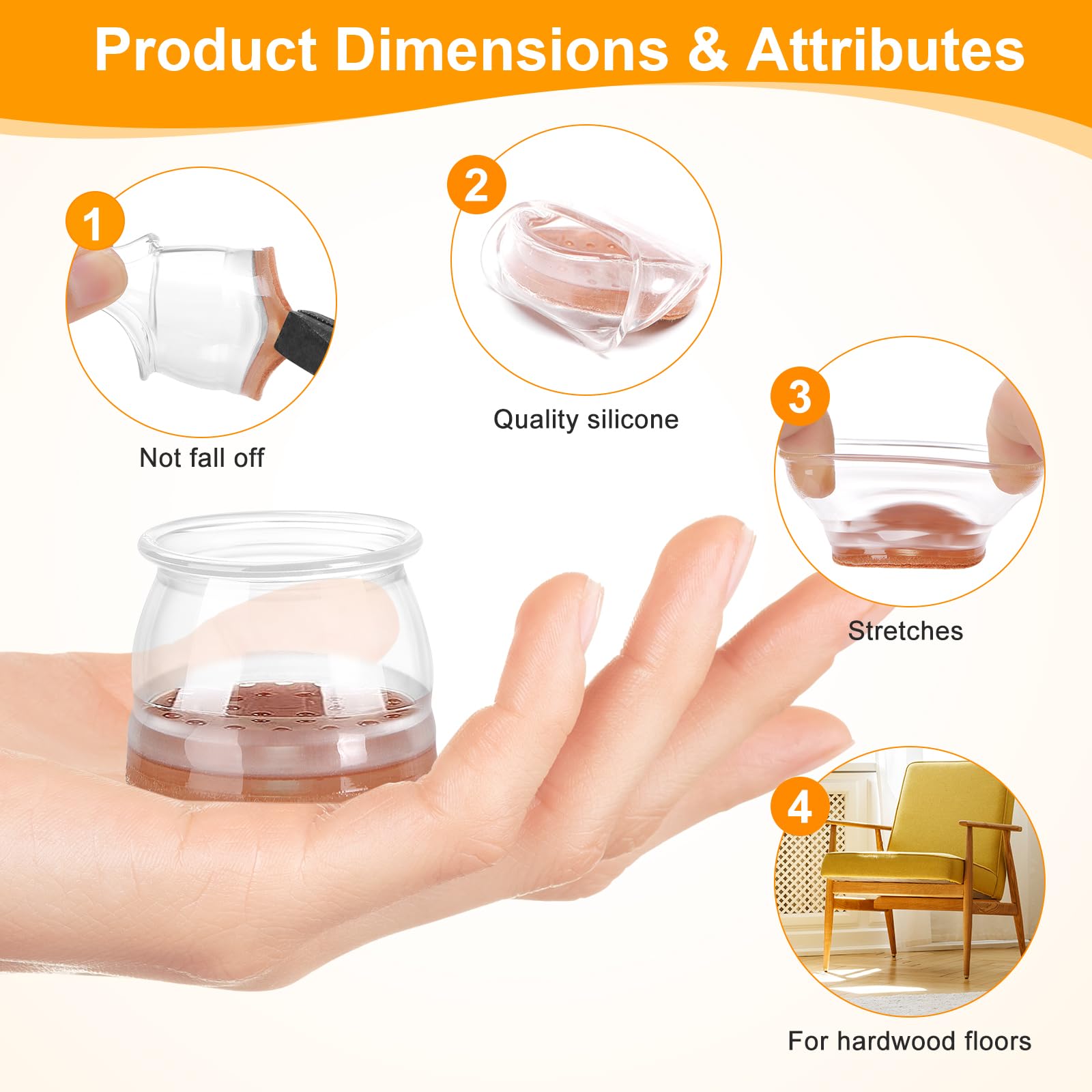 24 Pack Chair Leg Floor Protectors for Hardwood Floors (24 Count)