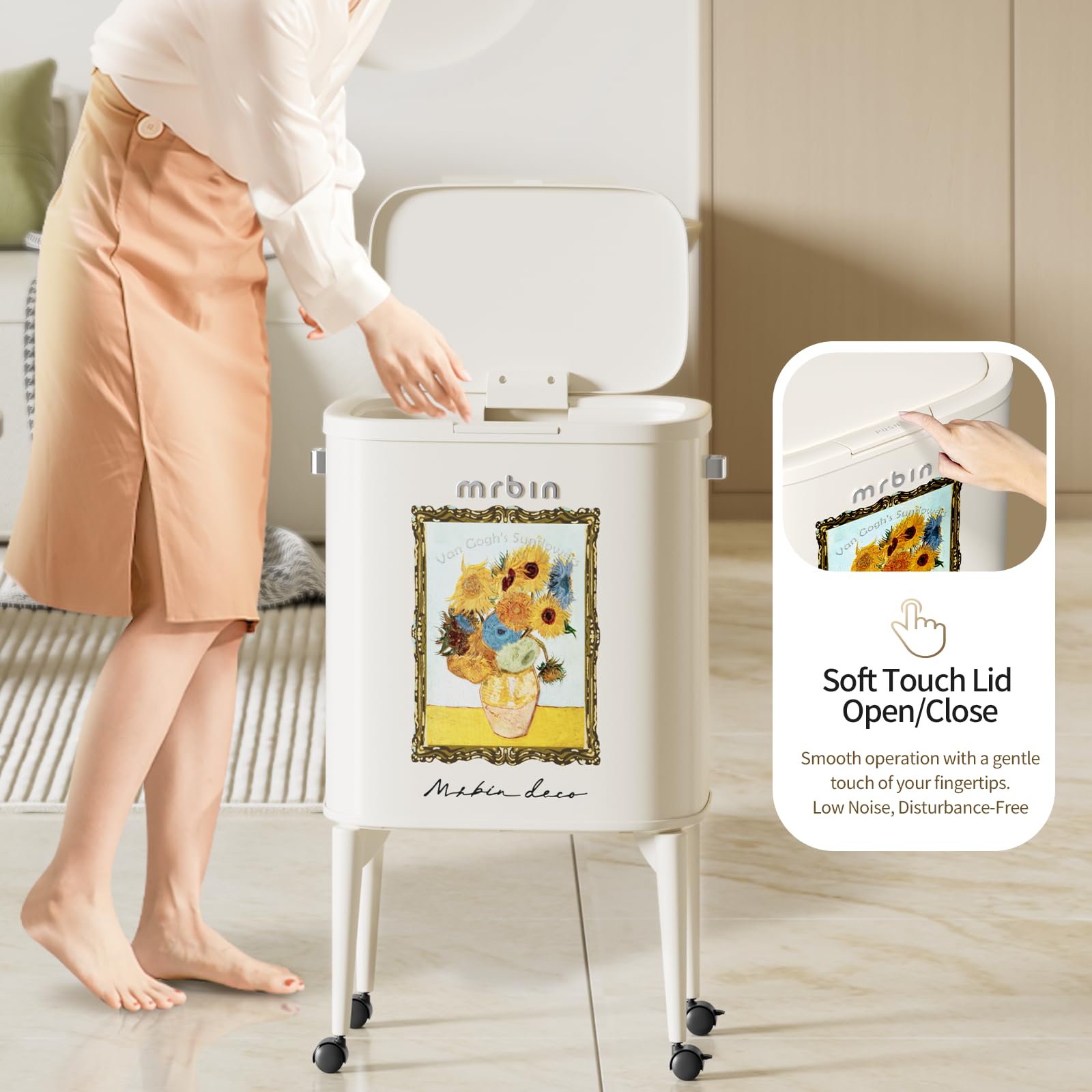 Metal Kitchen Trash Can with Lid
