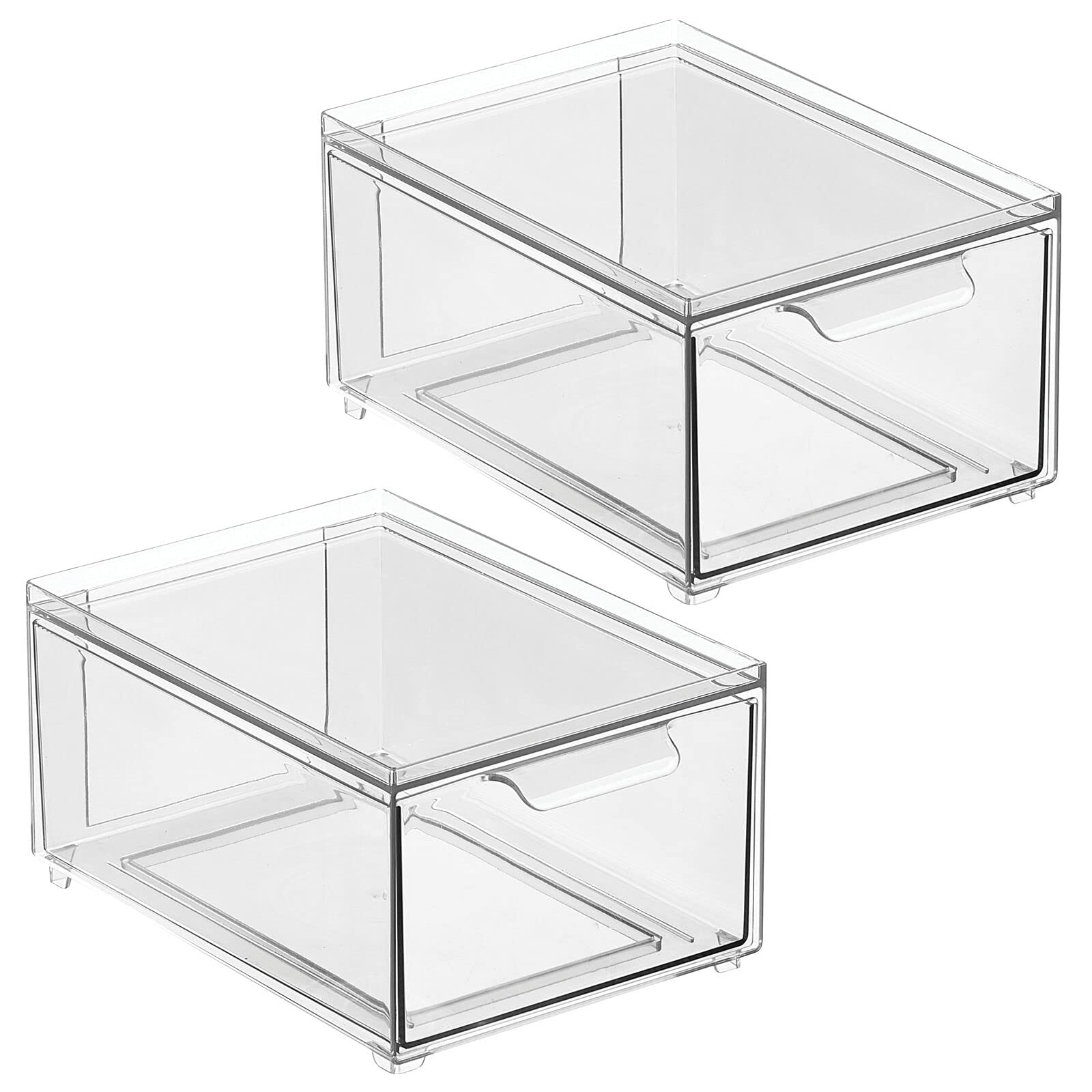 Stackable Storage Containers Box with Pull (2 Count)