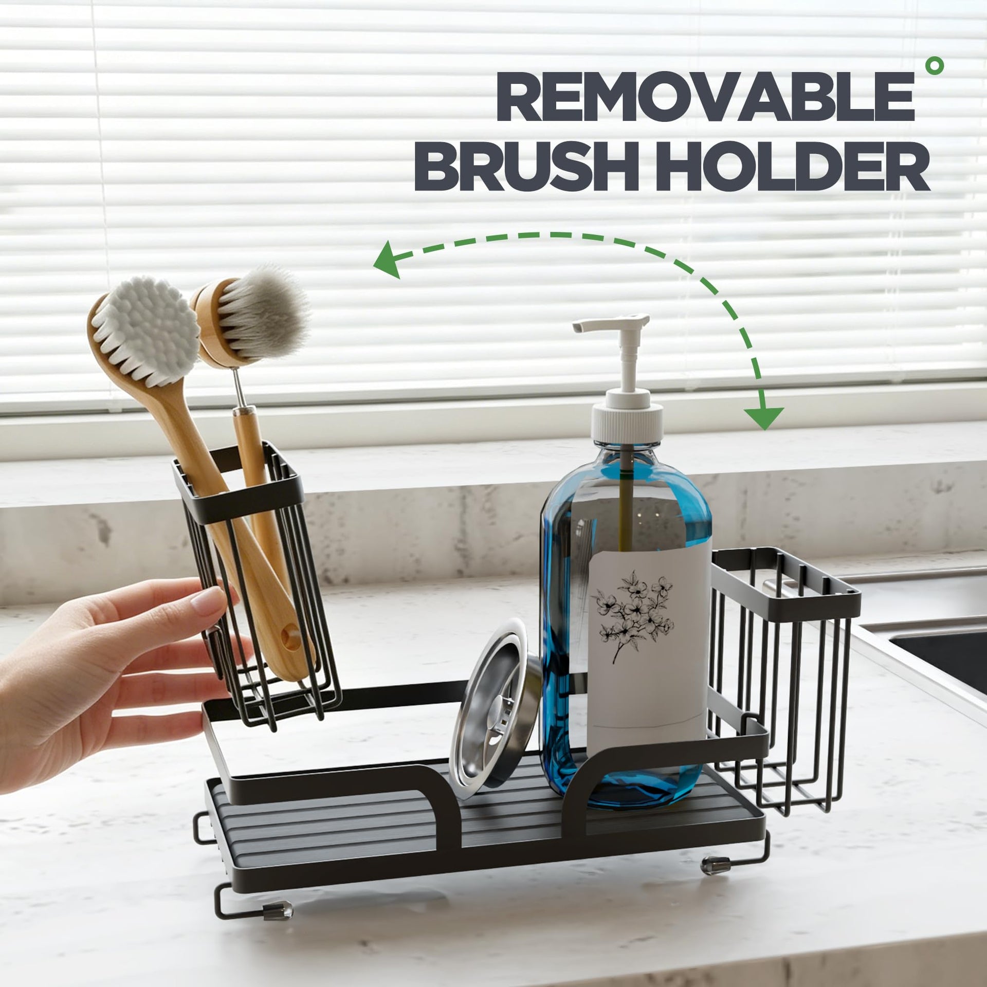 Sponge Holder for Kitchen Sink Caddy with Stone Drying Tray 1 PCS