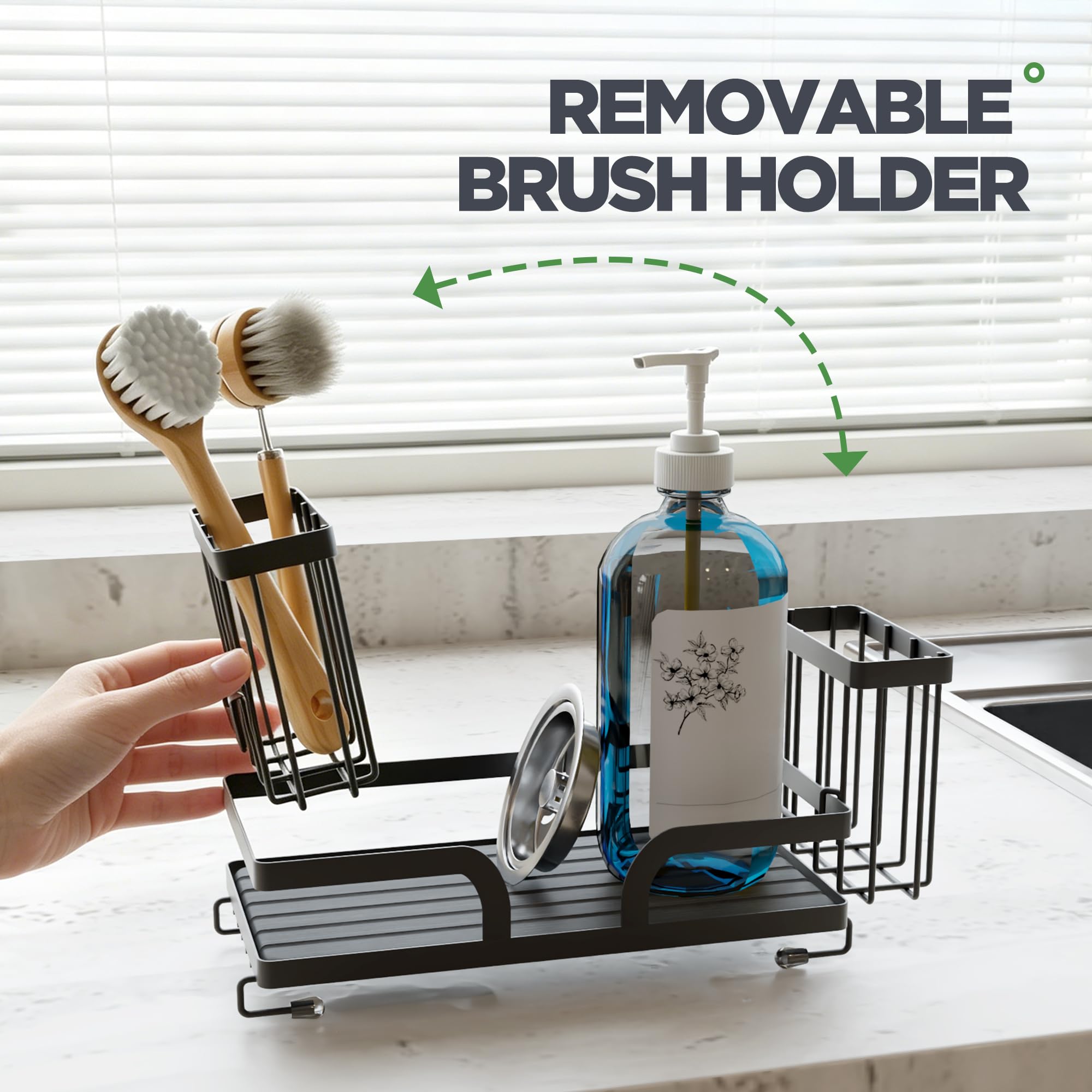 Sponge Holder for Kitchen Sink Caddy with Stone Drying Tray 1 PCS