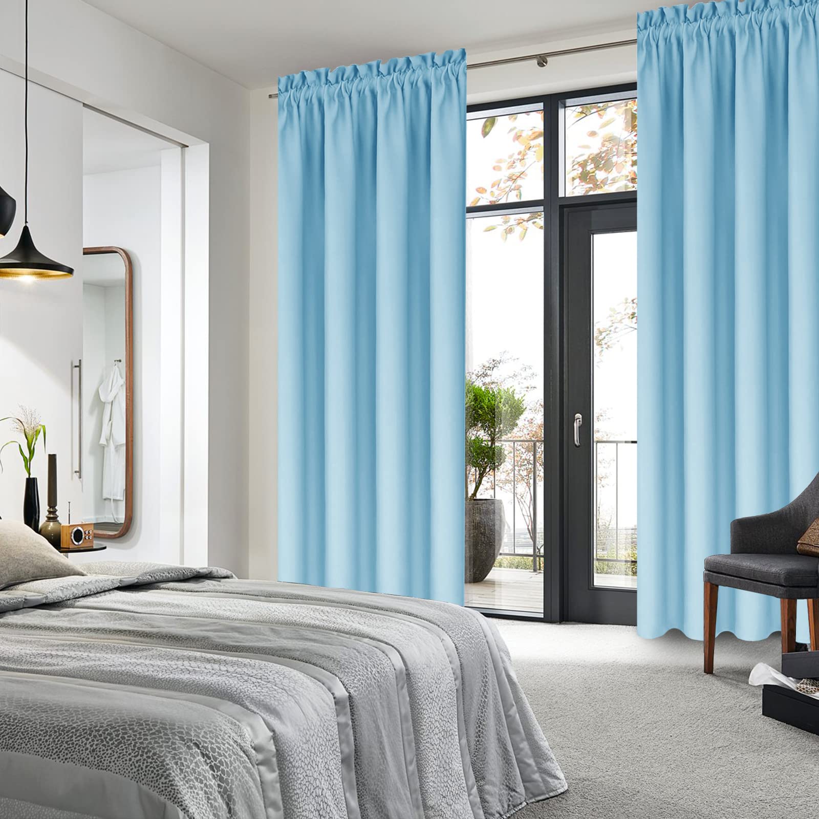 Blackout Curtains for Bedroom Living Room 38 x 72 Inch Long 2 Panels (2 Count)