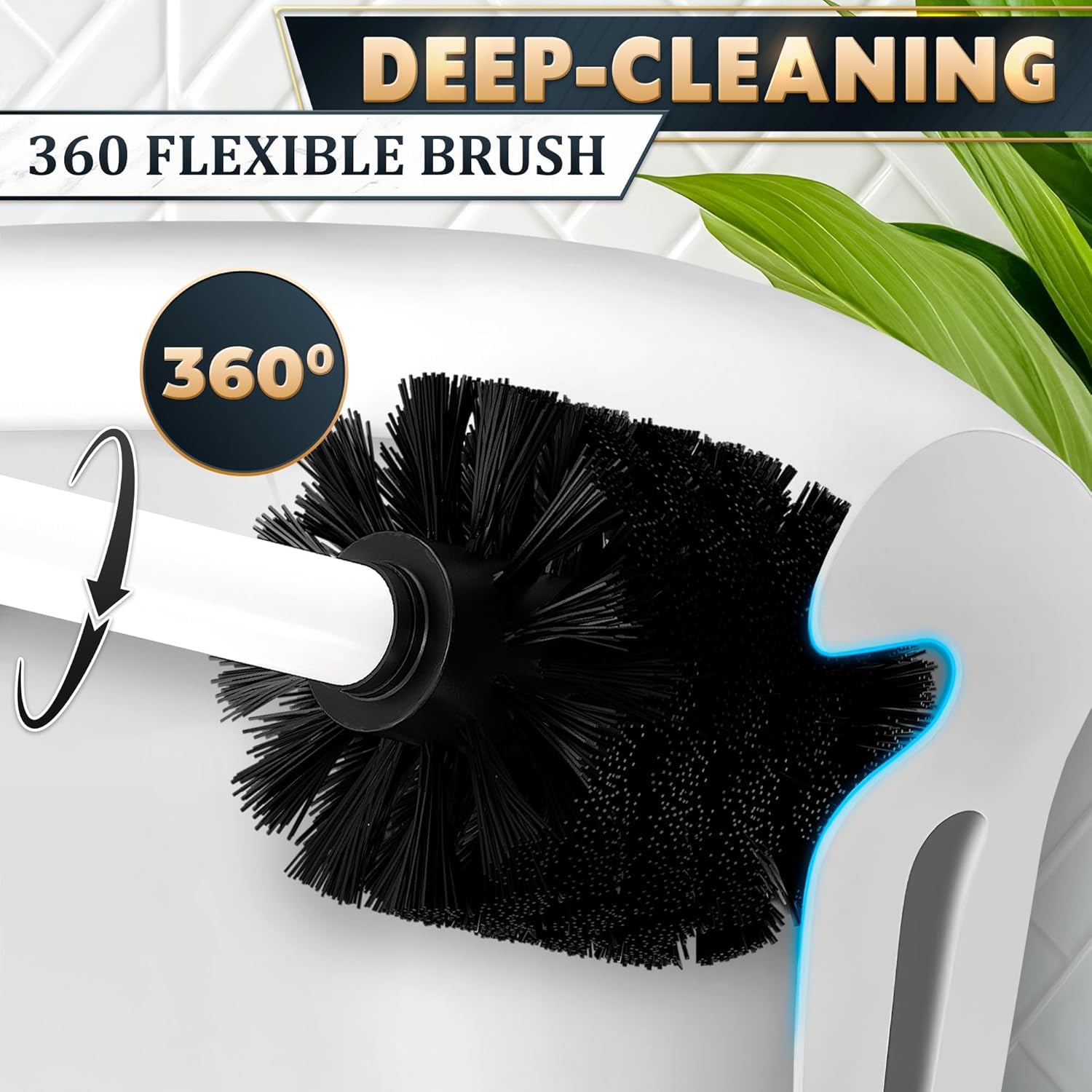 2Pcs Stainless Steel Toilet Brush and Holder Set (2 Count)