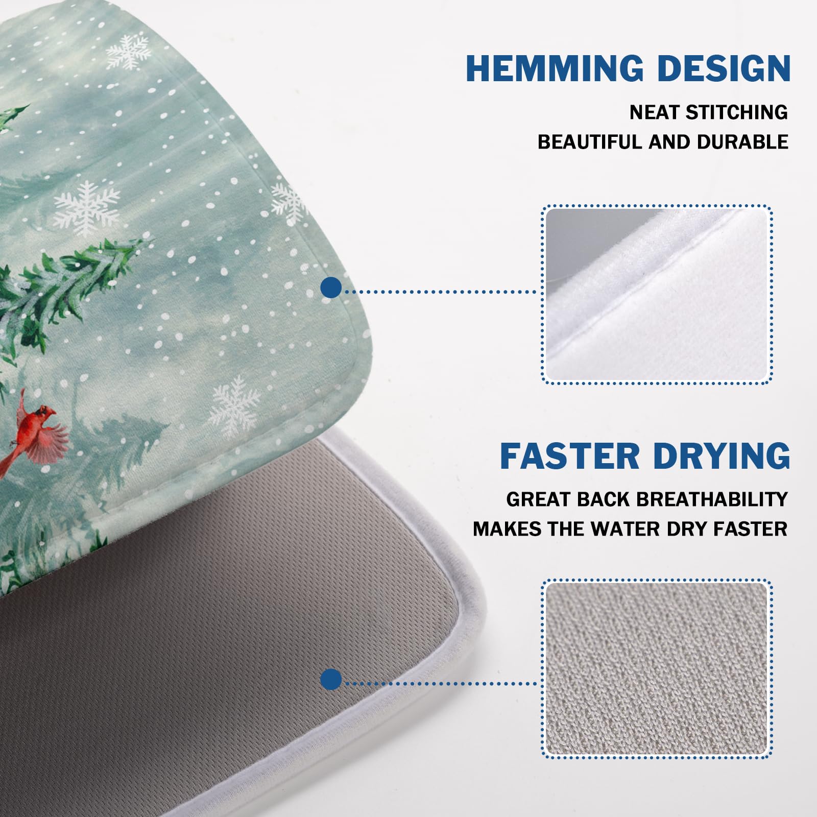 Winter Pines Tree Dish Drying Mats for Kitchen Counter