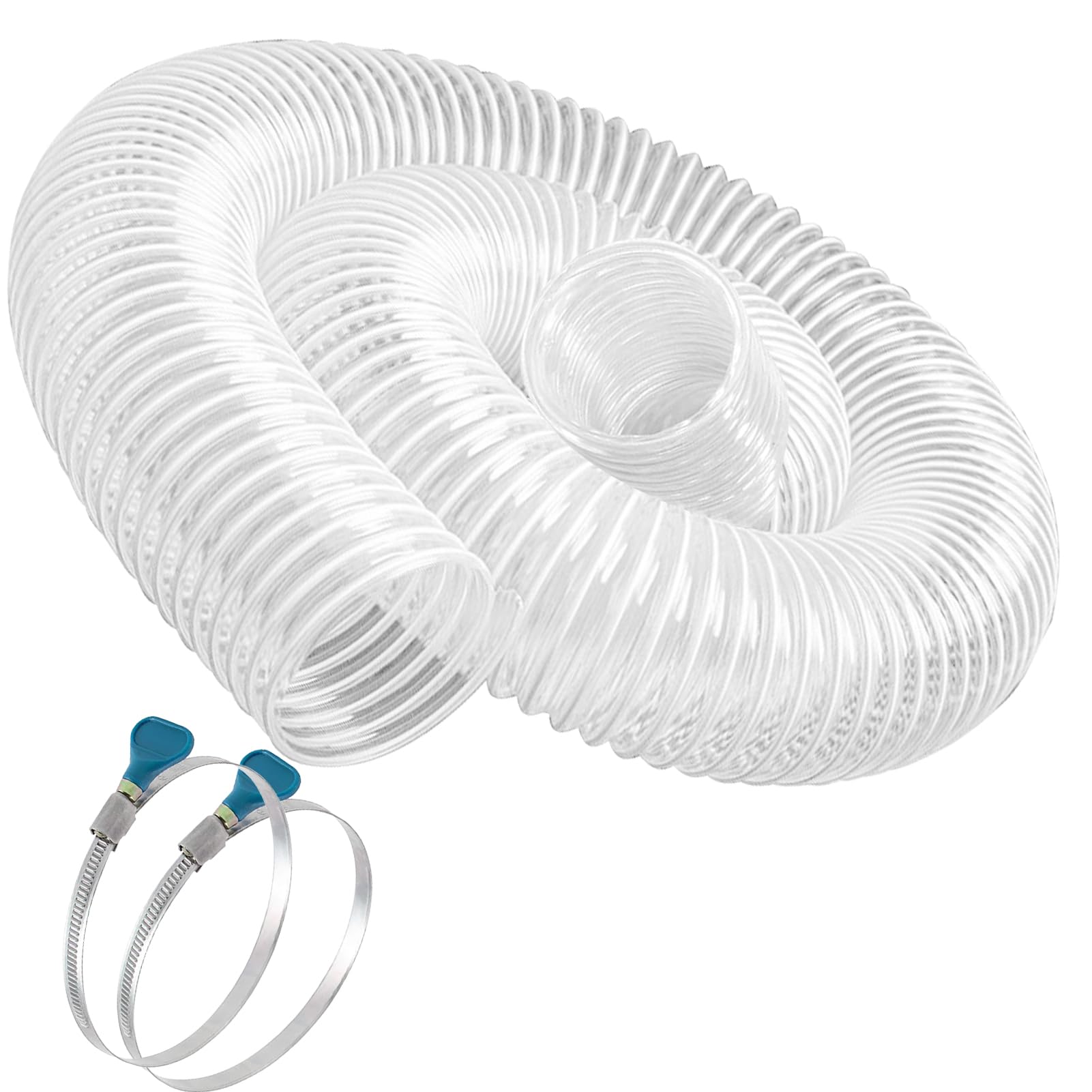 2-1/2"x5' PVC Dust Collection Hose with 2 Stainless Clamps for Woodworking