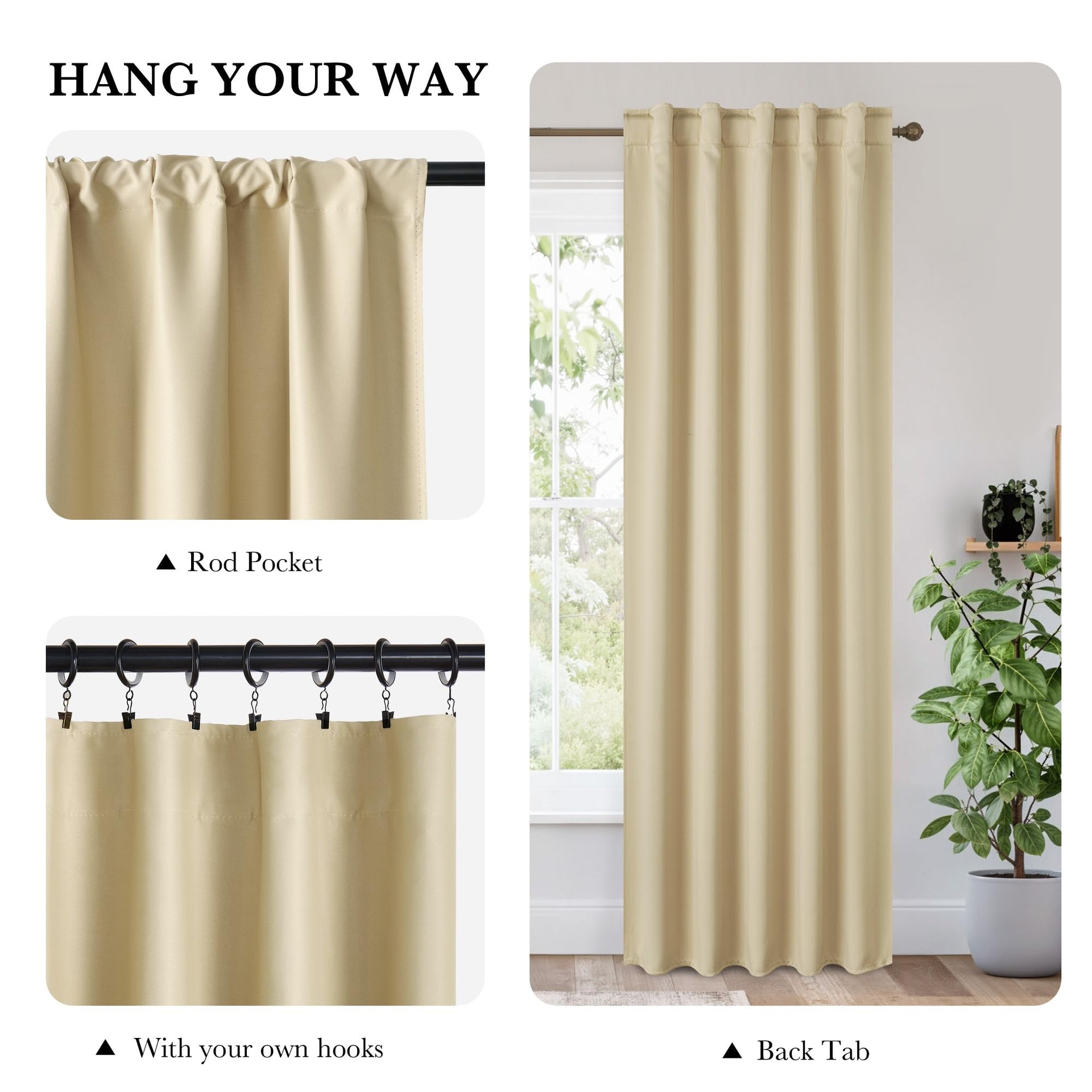 100% Blackout Short Curtains for Small Window (2 Count)