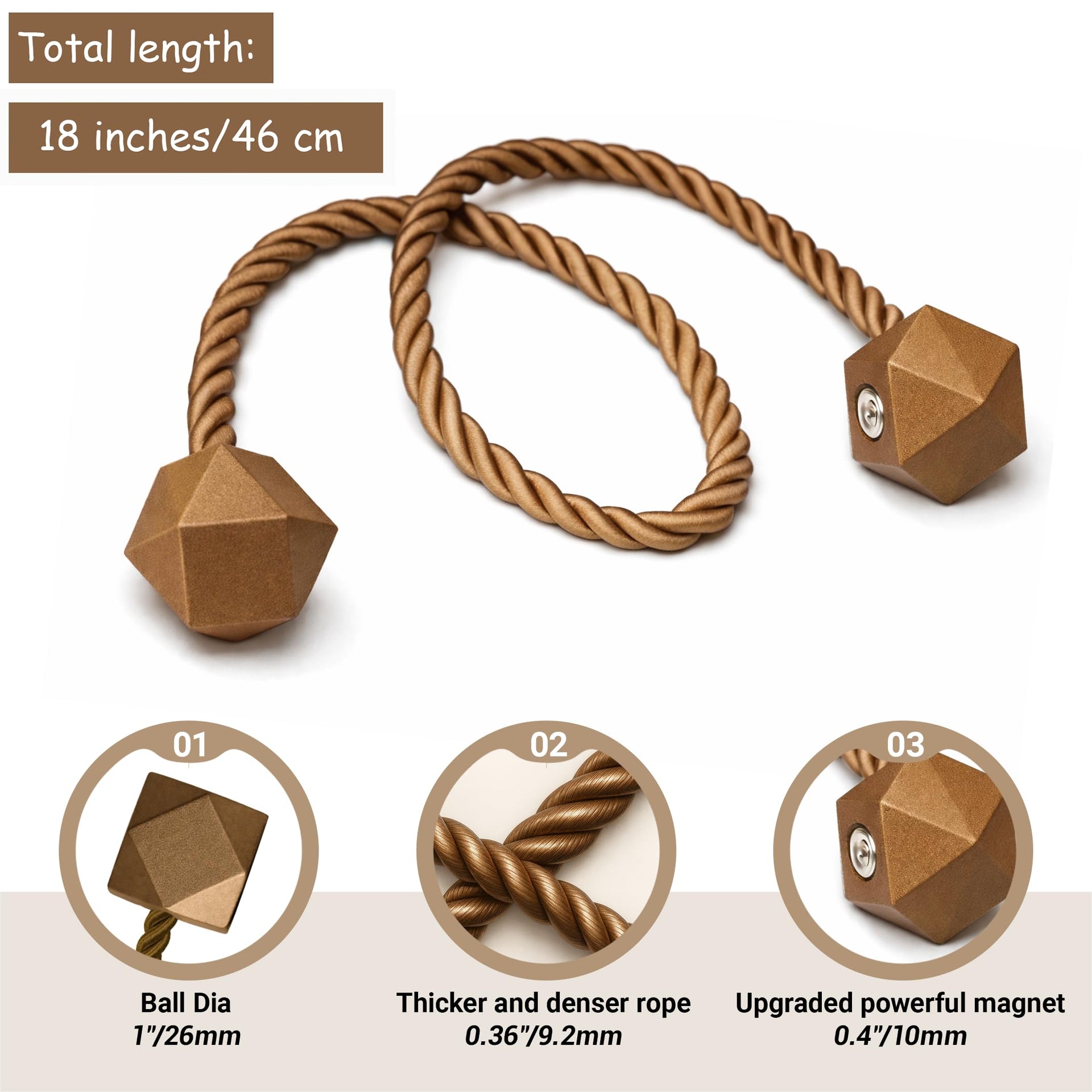 Magnetic Curtain Tiebacks Dark Brown 6pcs (6 Count)