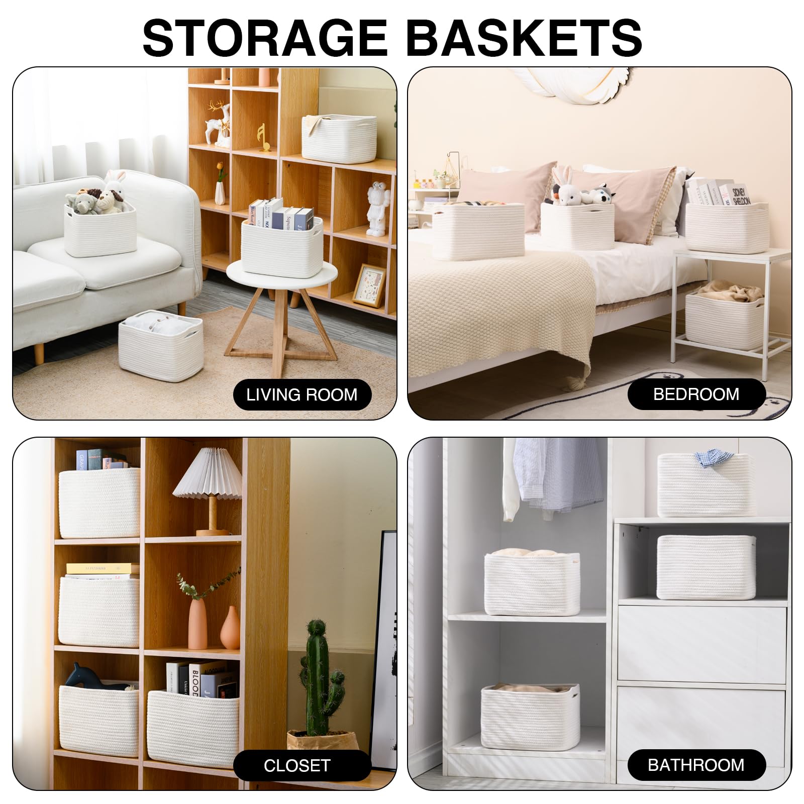Storage Baskets for Organizing 12.5"x9.1"x7.9" (4 Count)