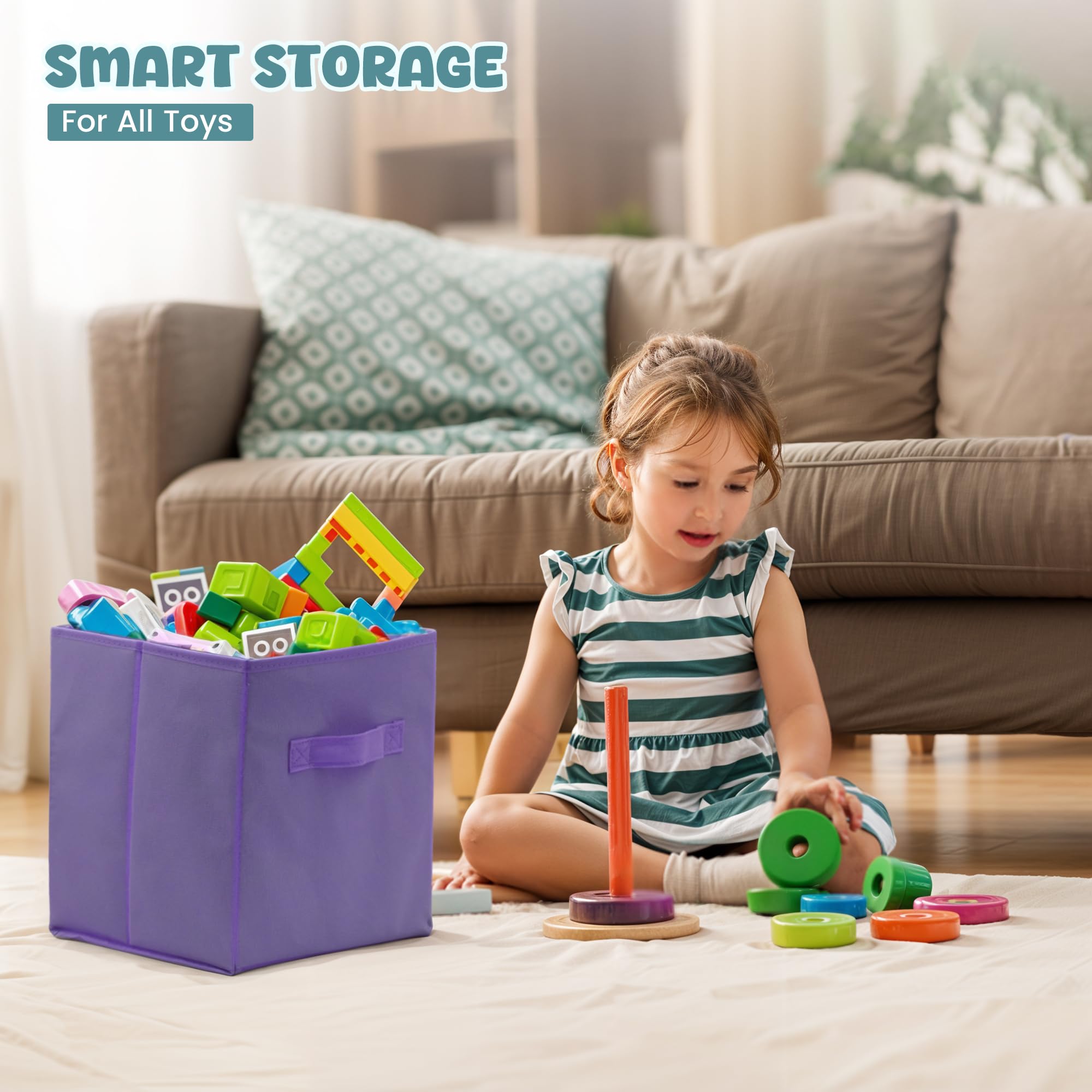 6 Pack 11 Inch Pastel Color Storage Foldable Cube Bins (6 Count)