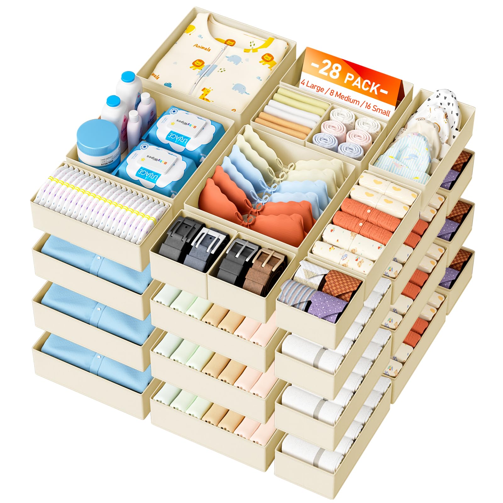 Drawer Organizer Clothes Storage (28 Count)