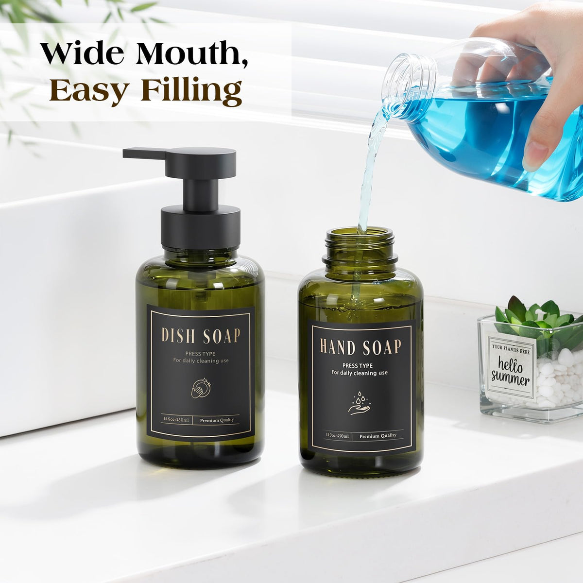 Foaming Soap Dispenser 15oz Hand Soap Bottle (2 Count)