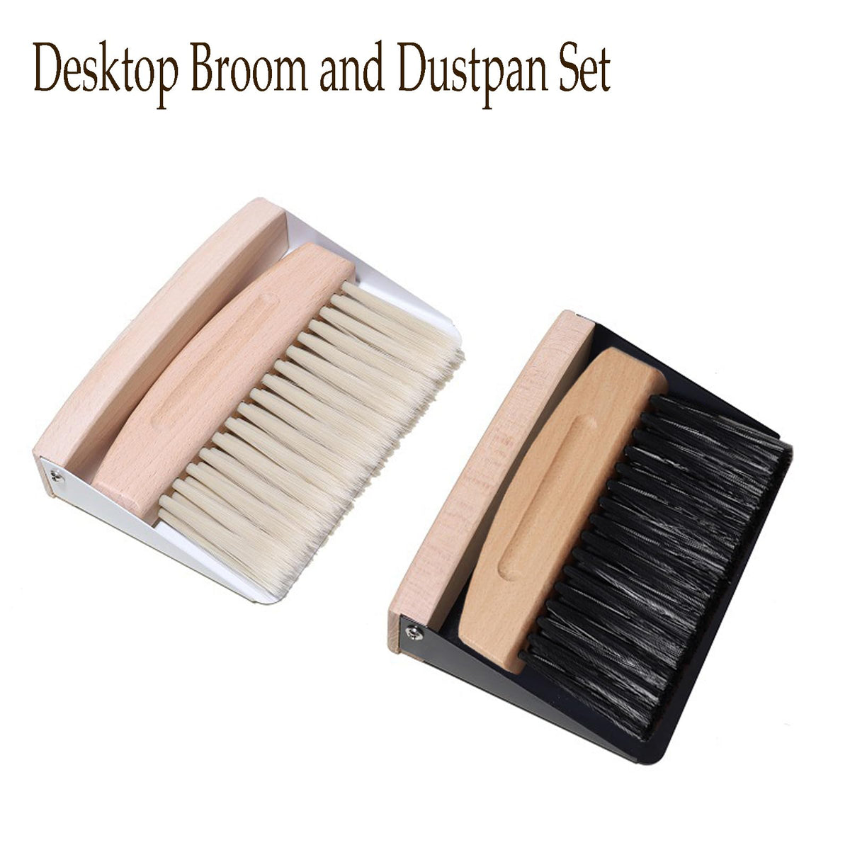 Mini Broom and Dustpan Set Small Metal Dustpan and Brush Set Hand Whisk Broom for Home Office Desktop Sofa Pet Care Household Cleaning