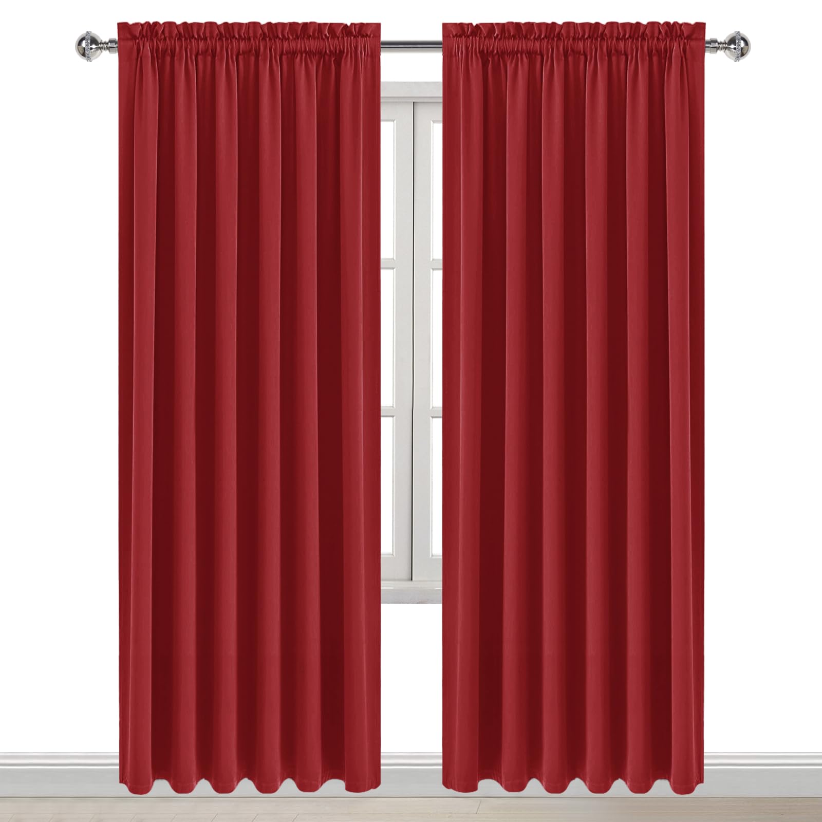 Wide Blackout Curtains for Bedroom Living Room 70 x 84 Inch Long Red