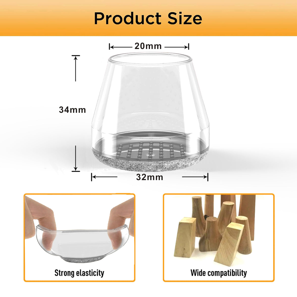 Chair Leg Protectors for Hardwood Floors (24 Count)