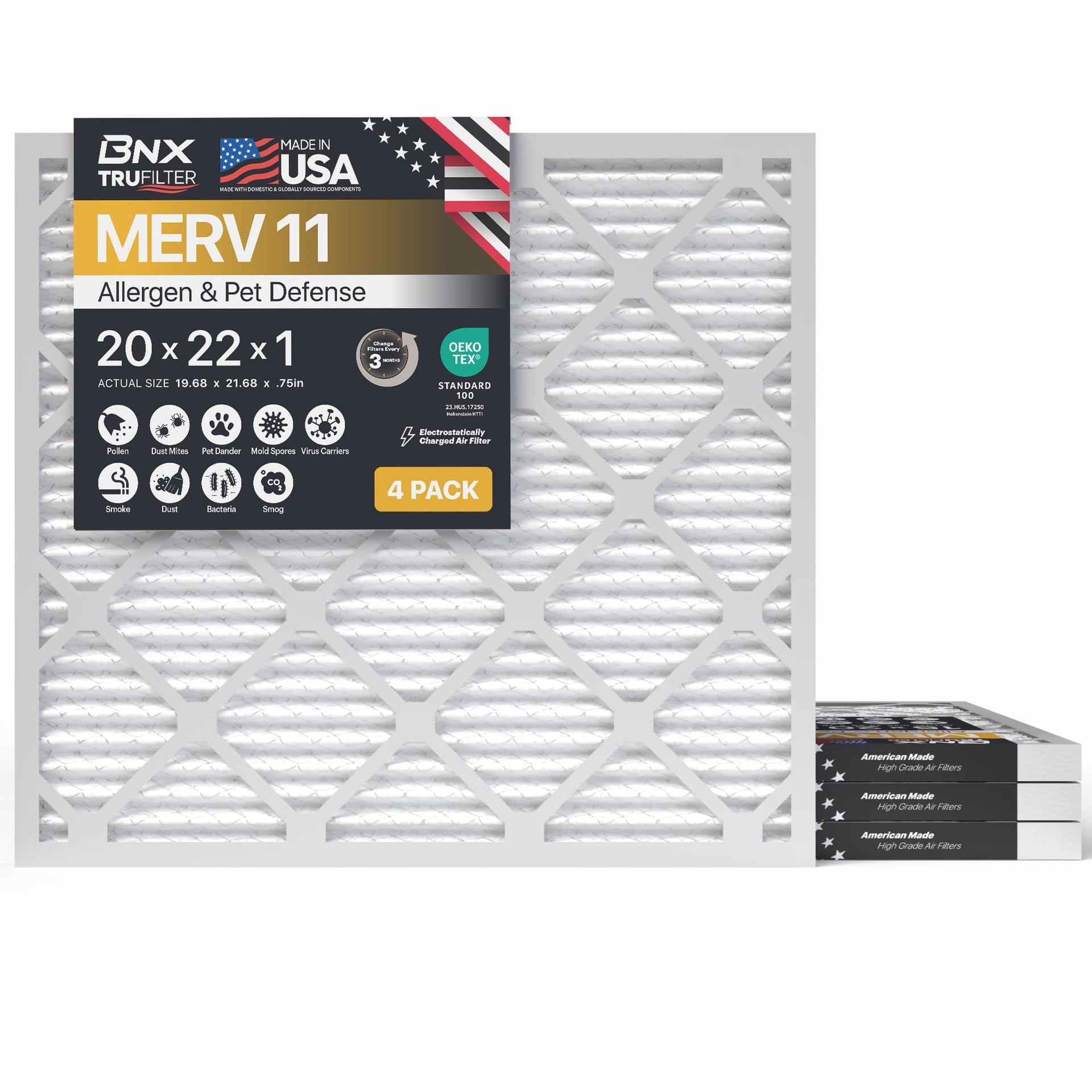 TruFilter 20x22x1 Air Filter MERV 11 (4 Count)