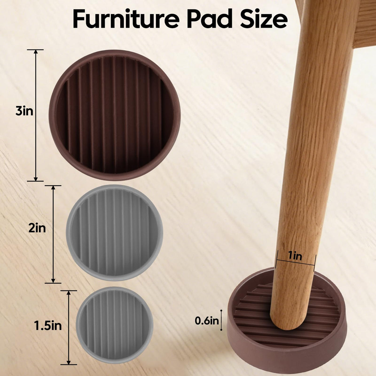 Rubber Furniture Pads for Hardwood Floors (4 Count)