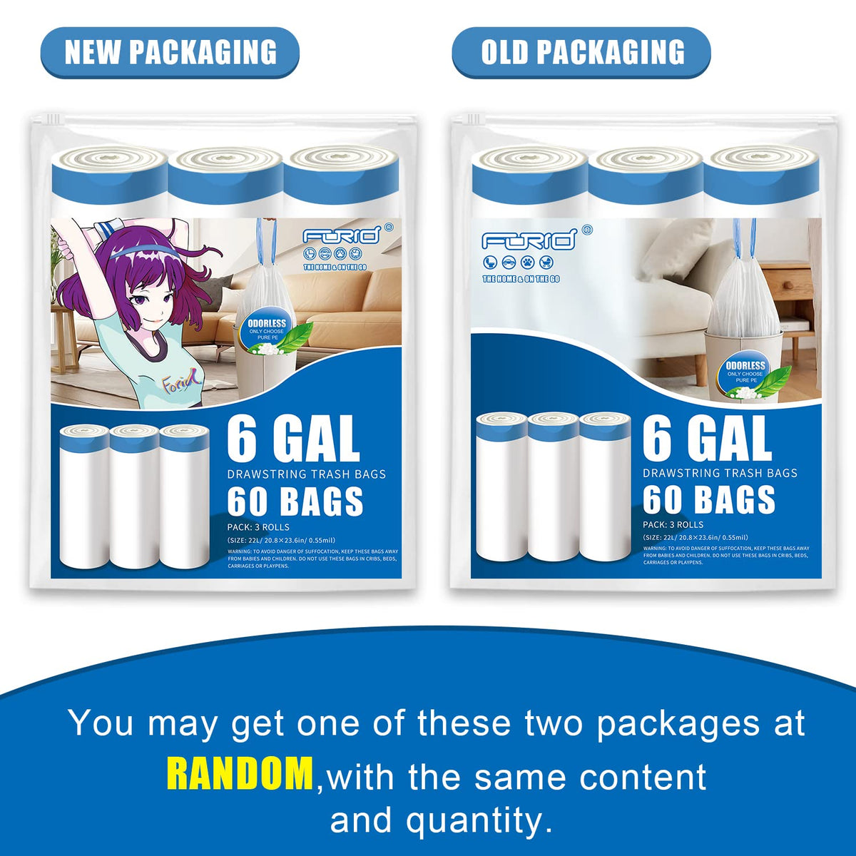 Small Drawstring Trash Bags (60 Count)