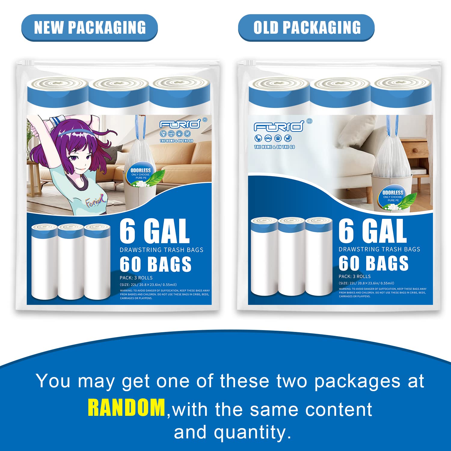 Small Drawstring Trash Bags (60 Count)