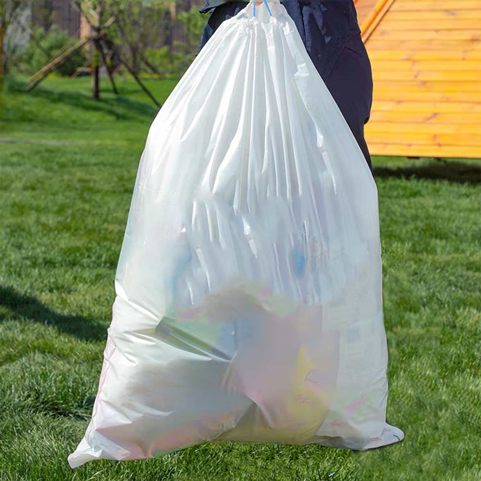 15 Gallon white drawstring trash bags (60 Count)