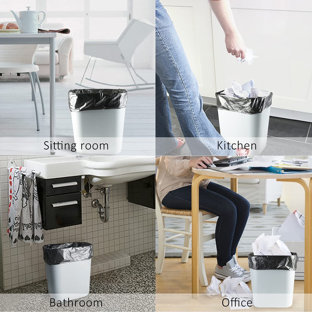 Small Black Trash Bags 2 Gallon 170 Counts Garbage Bags by Teivio