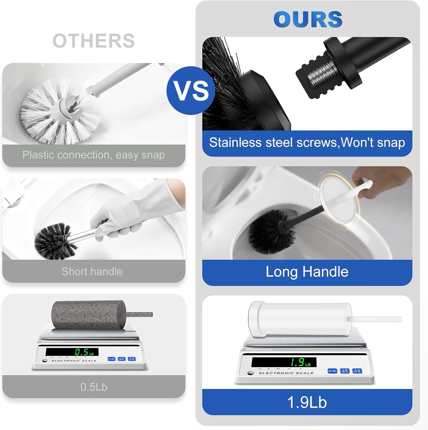 304 Stainless Steel Toilet Brush and Holder Set