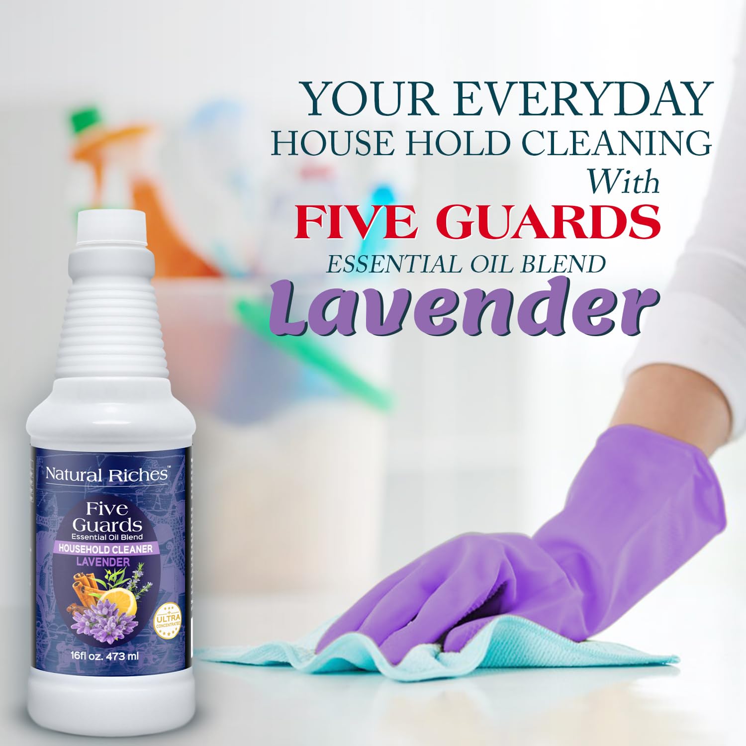 Five Guards Household Cleaner Concentrate Lavender Scent 16 Fl Oz
