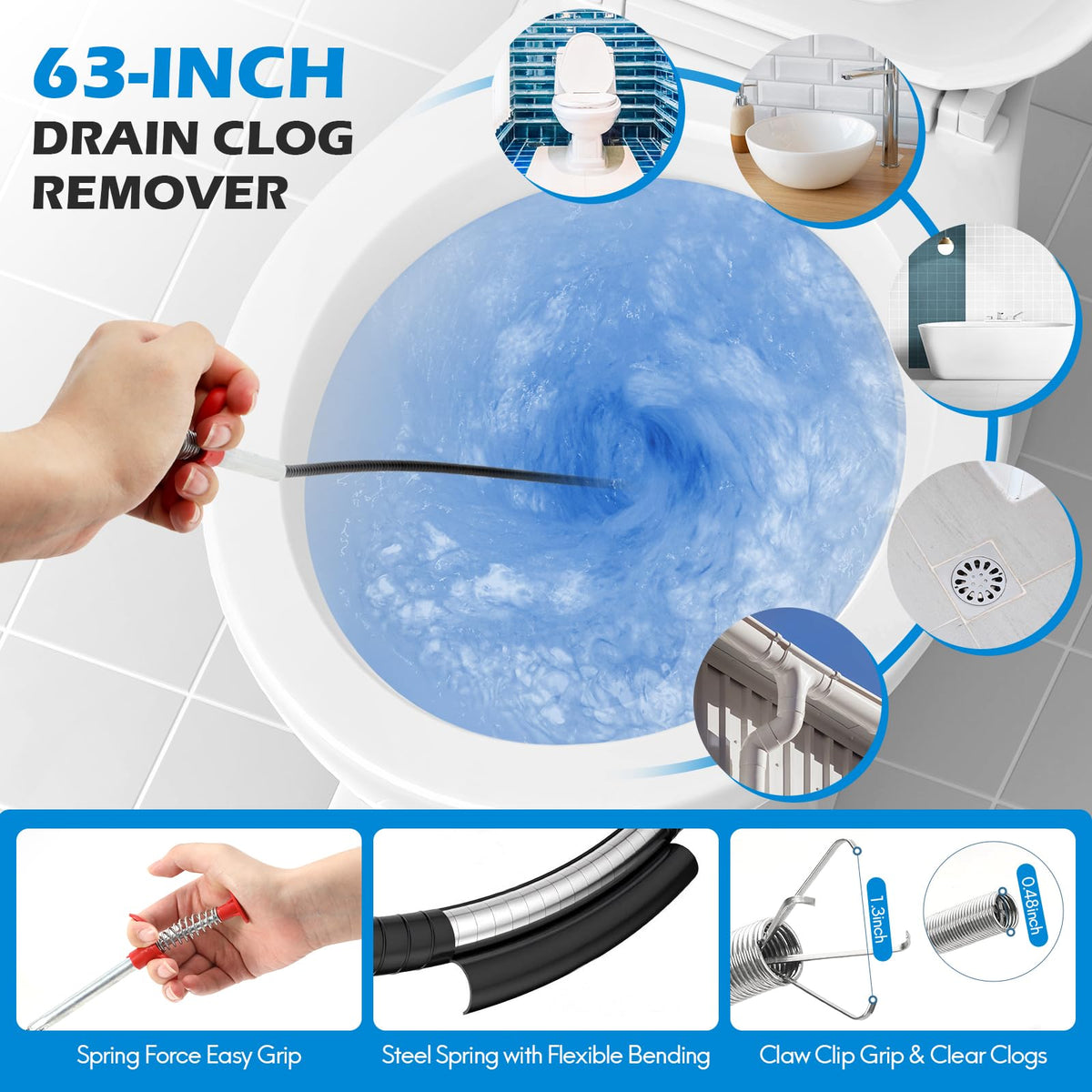 10 PCS Drain Snake Hair Drain Clog Remover Tool Set