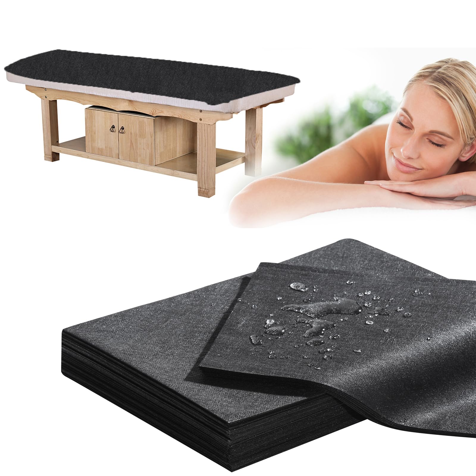 Disposable Bed Sheets for Massage Table 50 Pcs 31" x 71" Waterproof Massage Table Sheets Soft Non Woven Fabric SPA Massage Table Bed Cover Breathable for Beauty Tattoos Waxing Travel (50 Count)