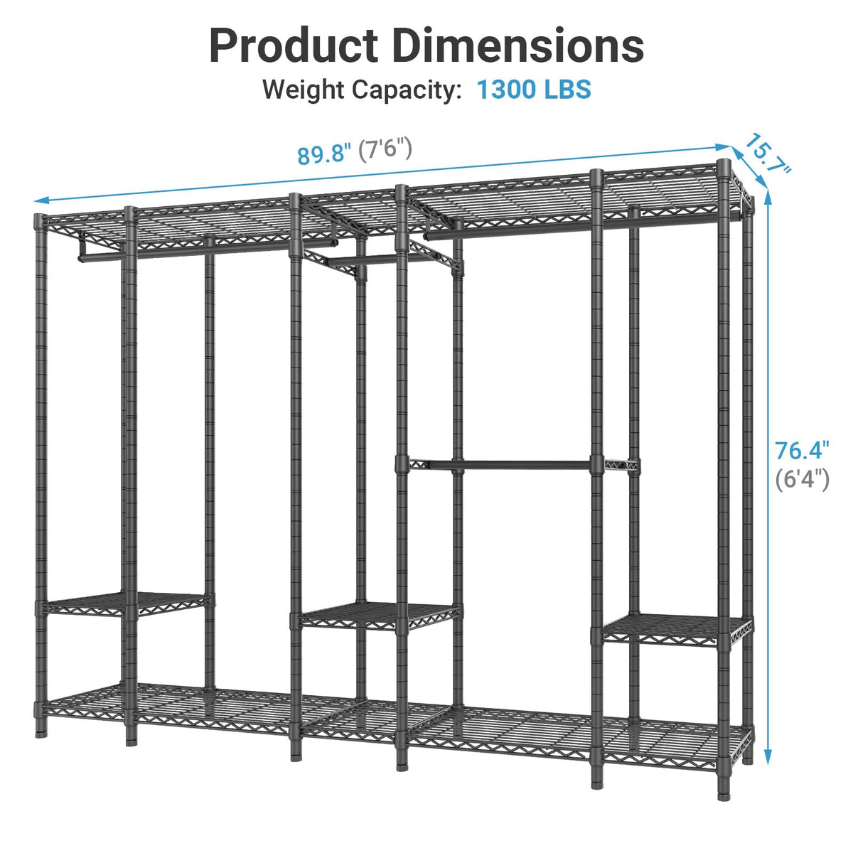 V50 Heavy Duty Clothes Rack with Adjustable Shelves