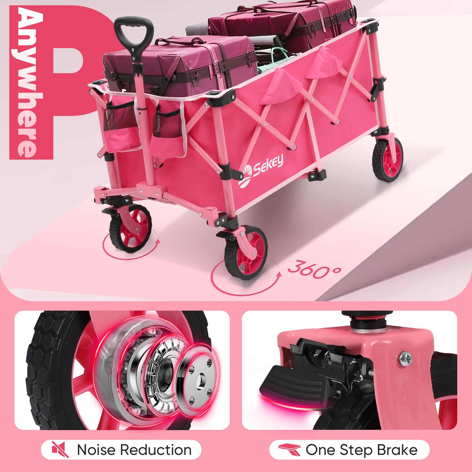 Collapsible Foldable Wagon with 300lbs Weight Capacity