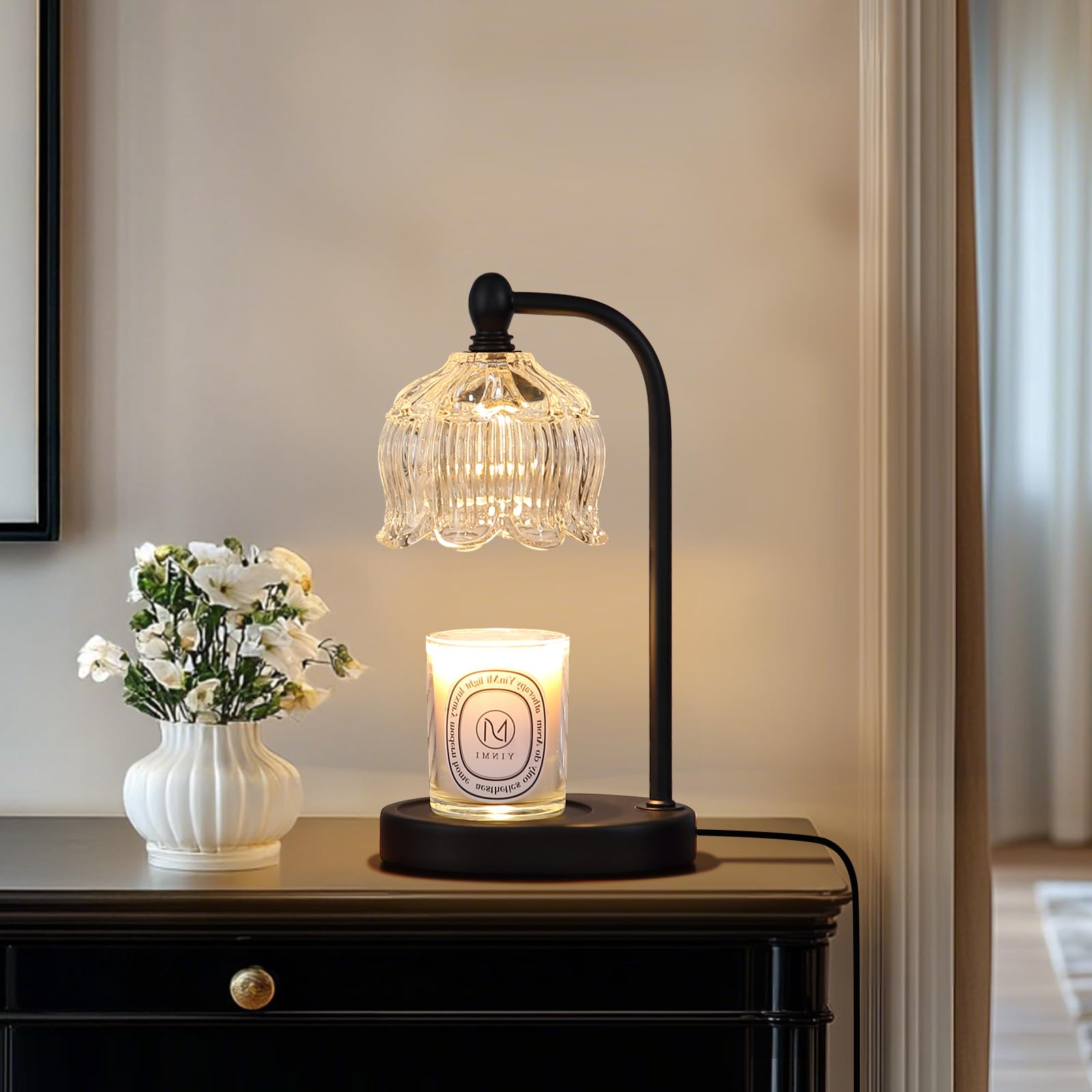 Black Candle Warmer Lamp with Timer and Dimmer