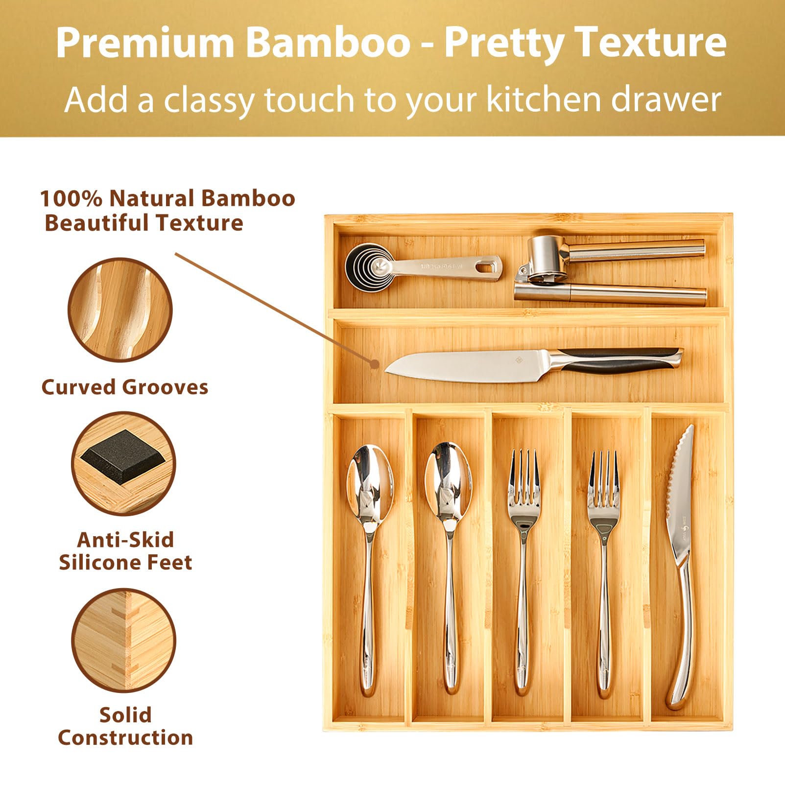Bamboo Kitchen Drawer Organizer
