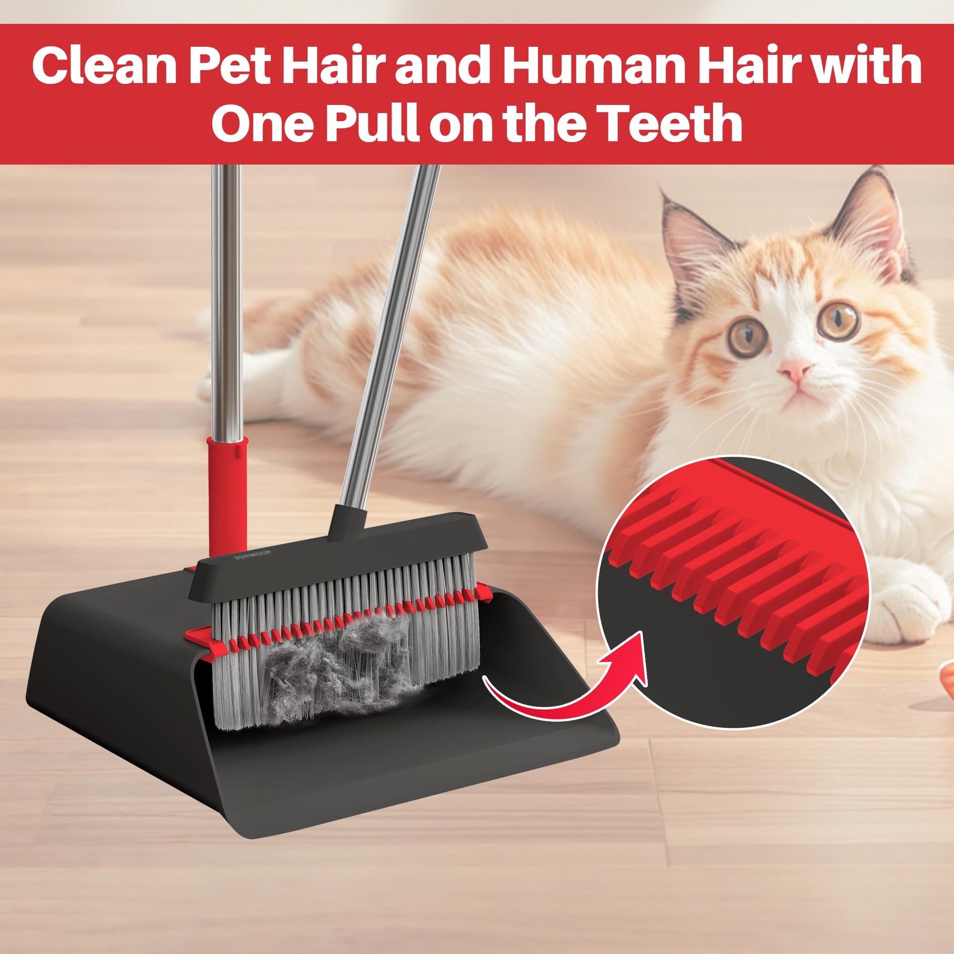 Black and Red Broom and Dustpan Set