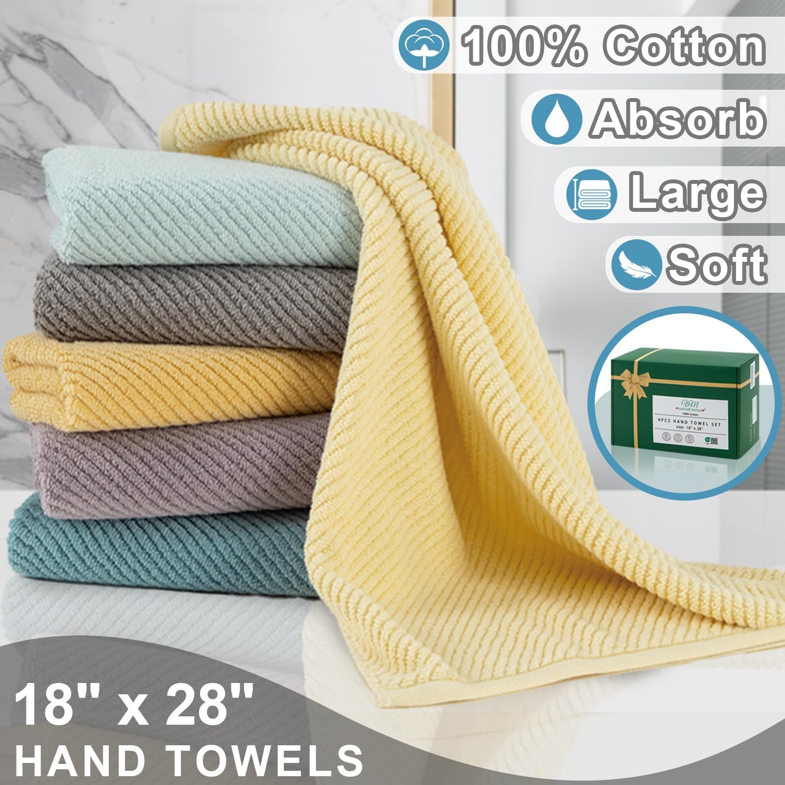 Bathroom Hand Towels 4PC (4 Count)