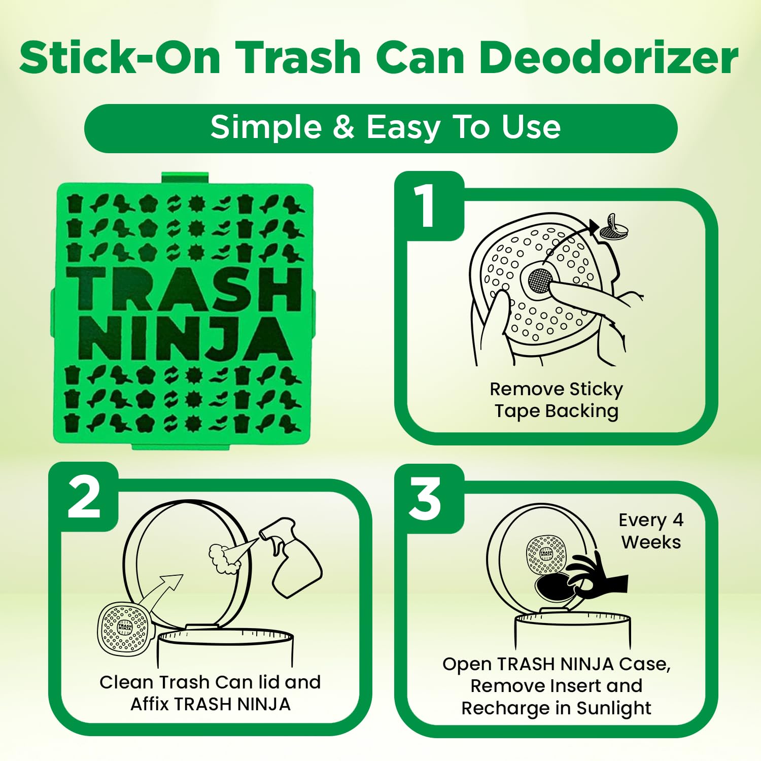 Trash Ninja Trash Can Deodorizer & Odor Eliminator (2 Count)