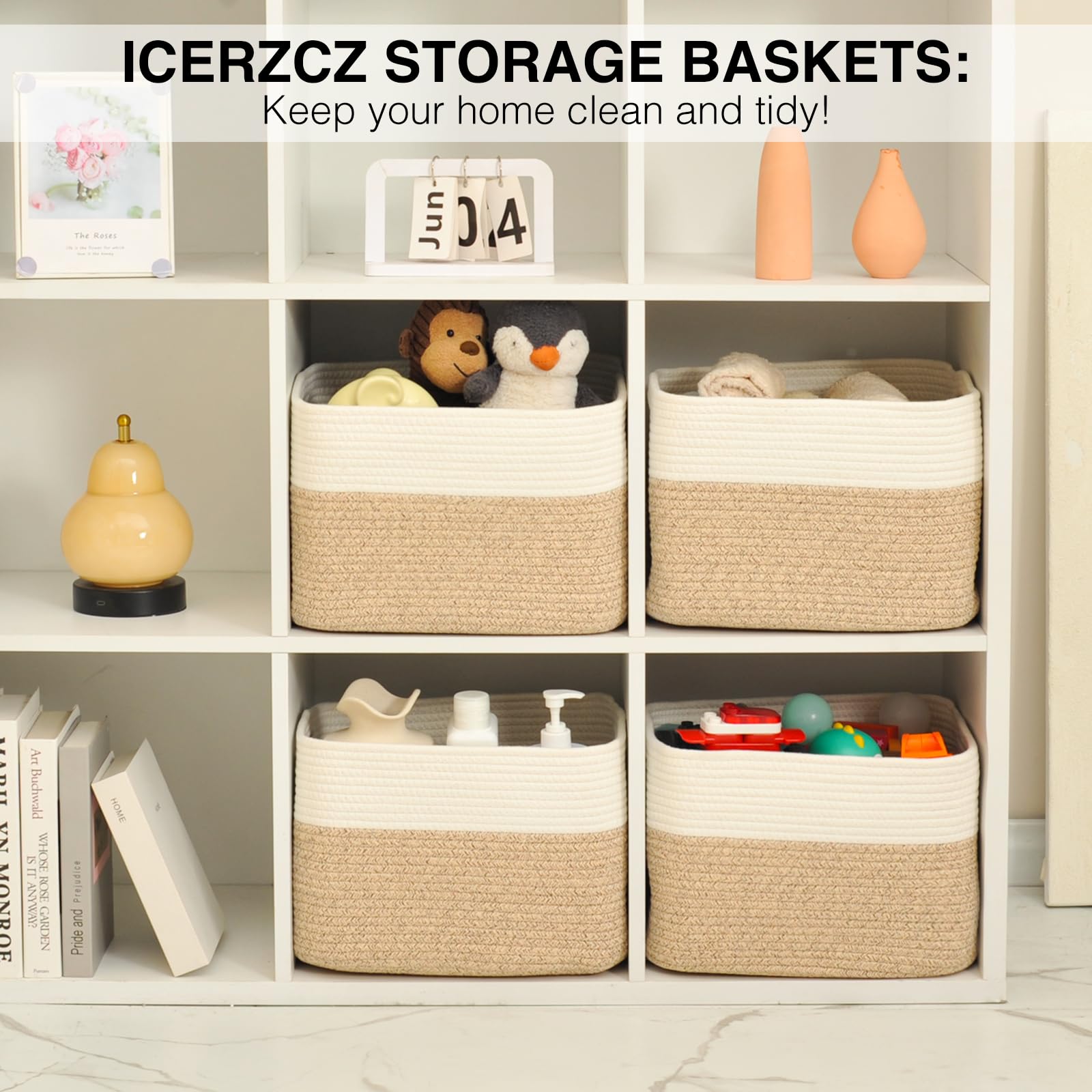 Storage Baskets for Organizing & Shelves (4 Count)