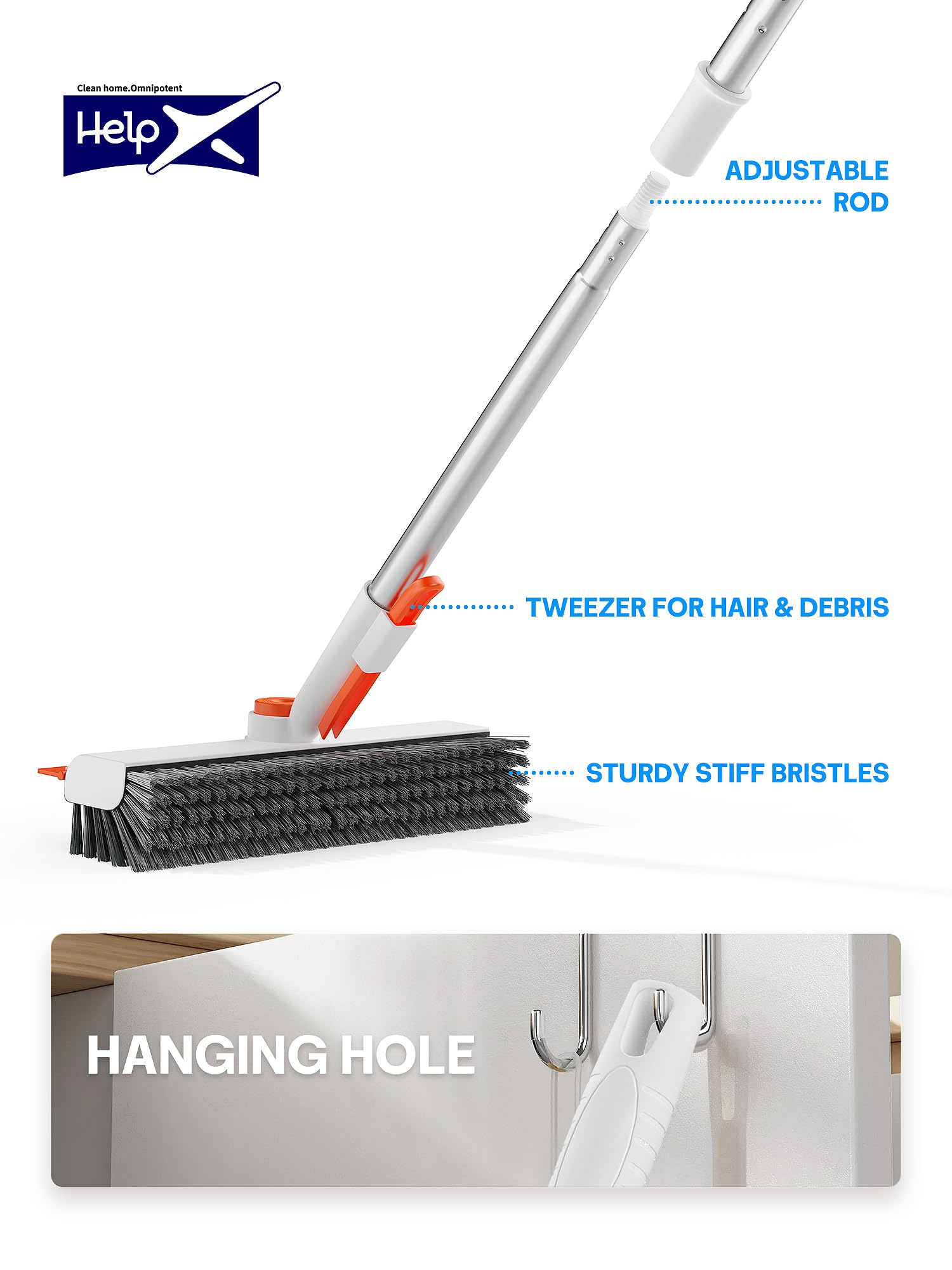 Floor Scrub Brush with Long Handle