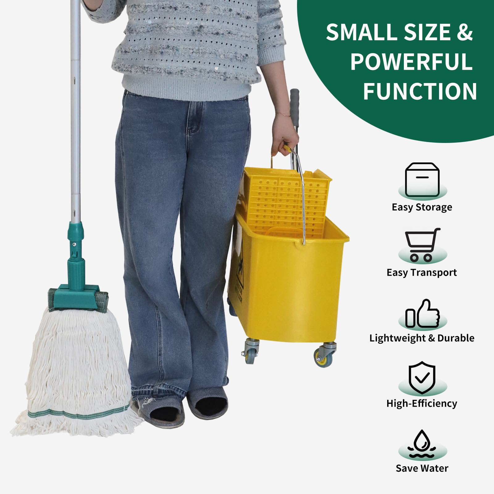 22 Quart Wheeled Mop Bucket with Press Wringer (2 Count)