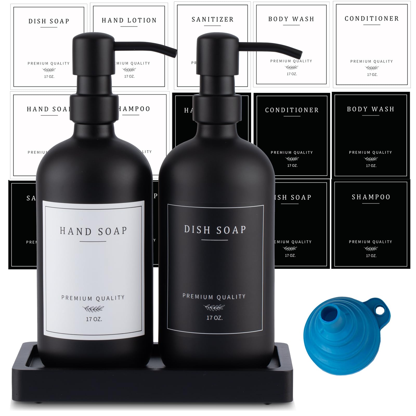 Black Thick Glass Soap Dispenser (2 Count)