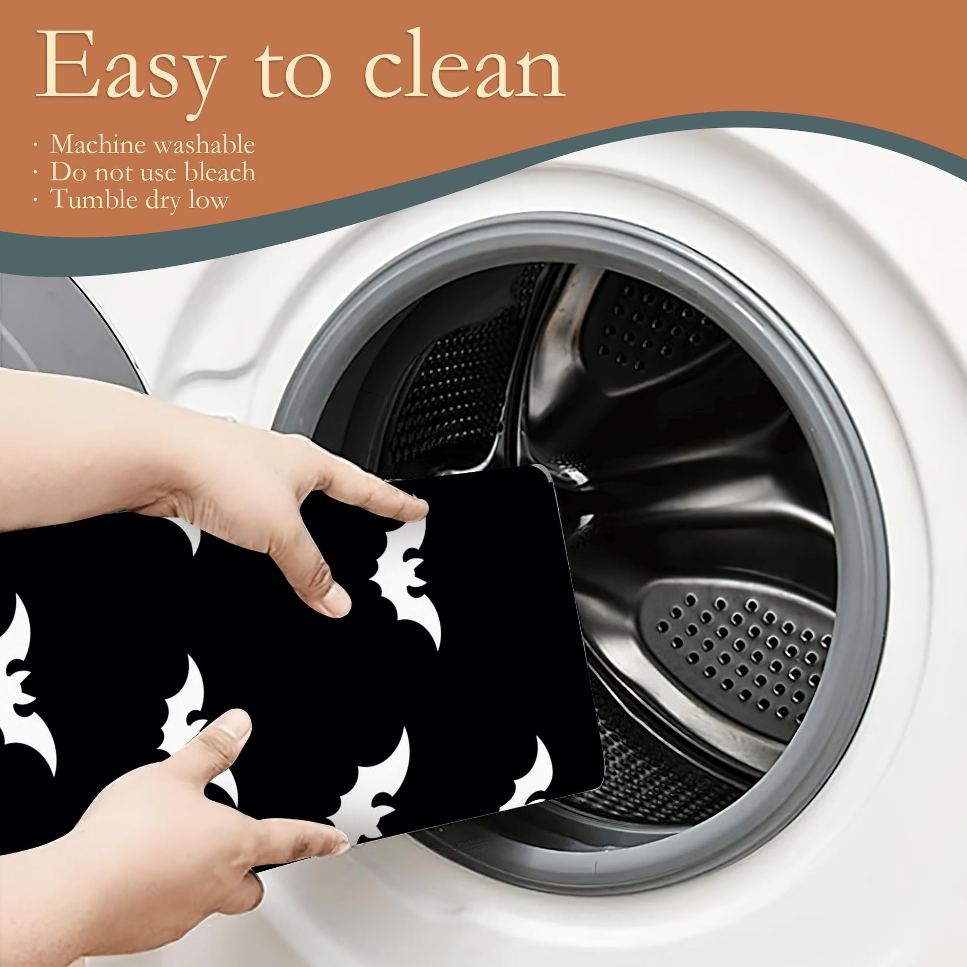 Halloween Black White Dish Drying Mats 18x24 Inch