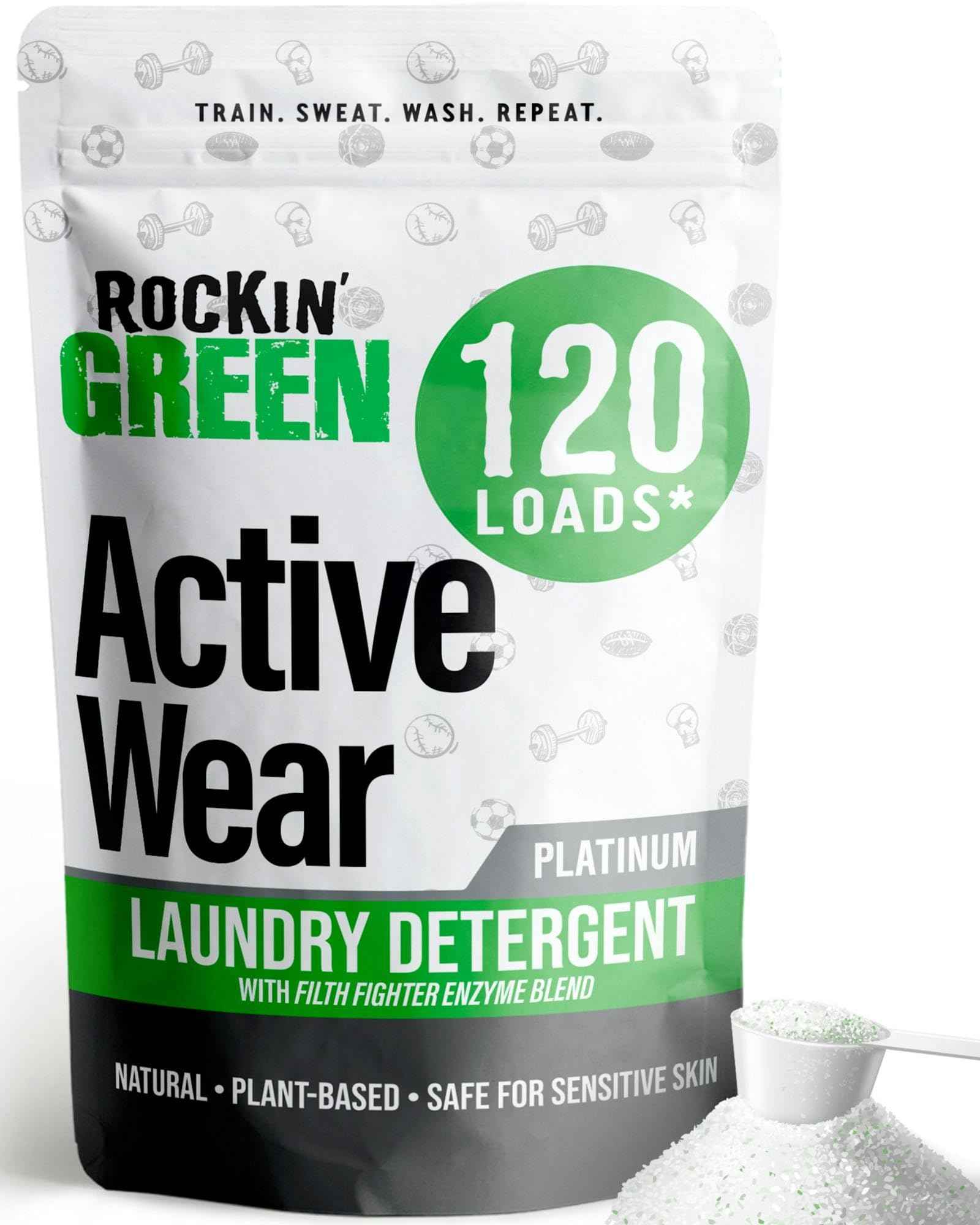 Active Wear Laundry Detergent Powder & Odor Eliminator for Sportswear & Workout Clothes (64 Ounce)