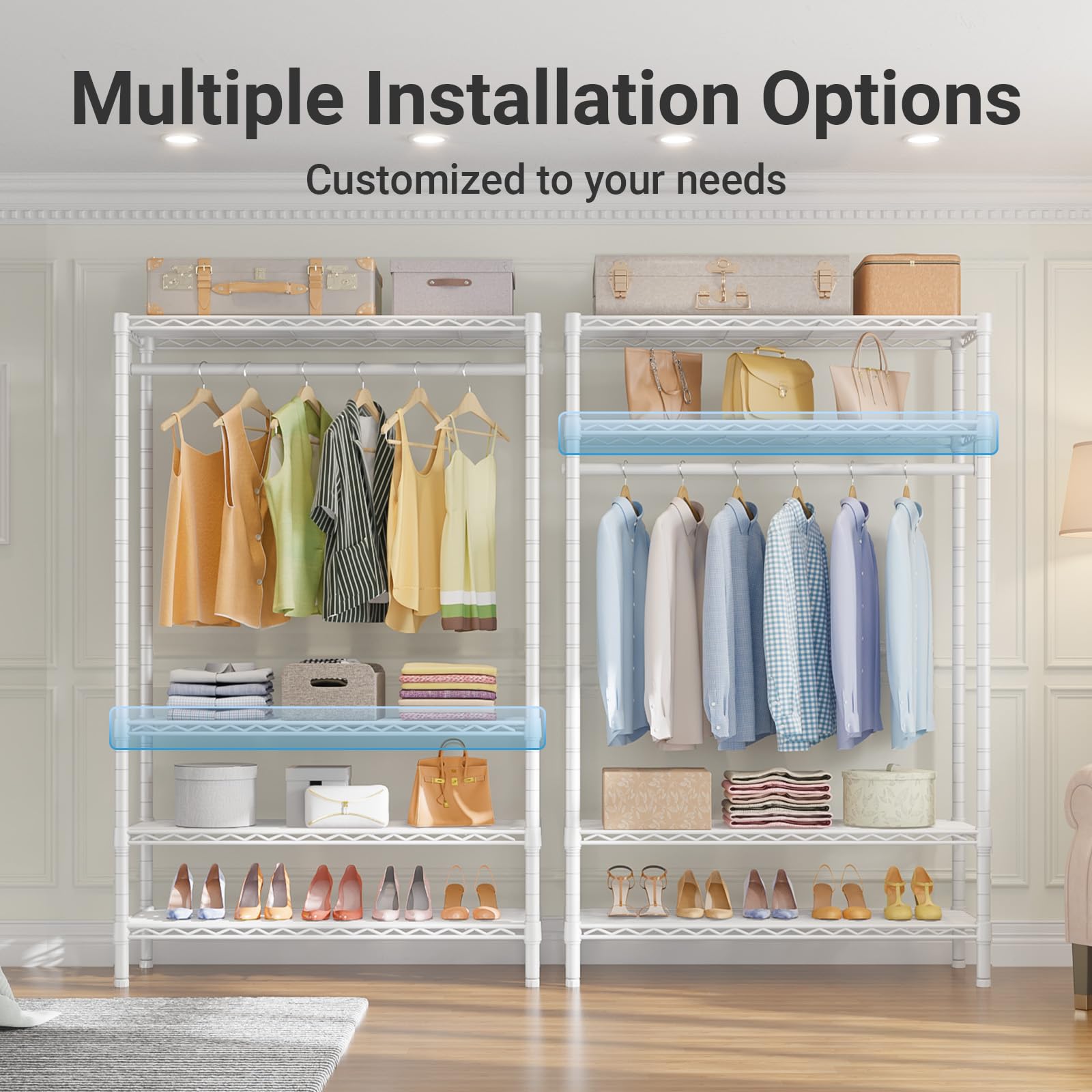 V1 4 Tier Clothes Rack with Hanging Rod