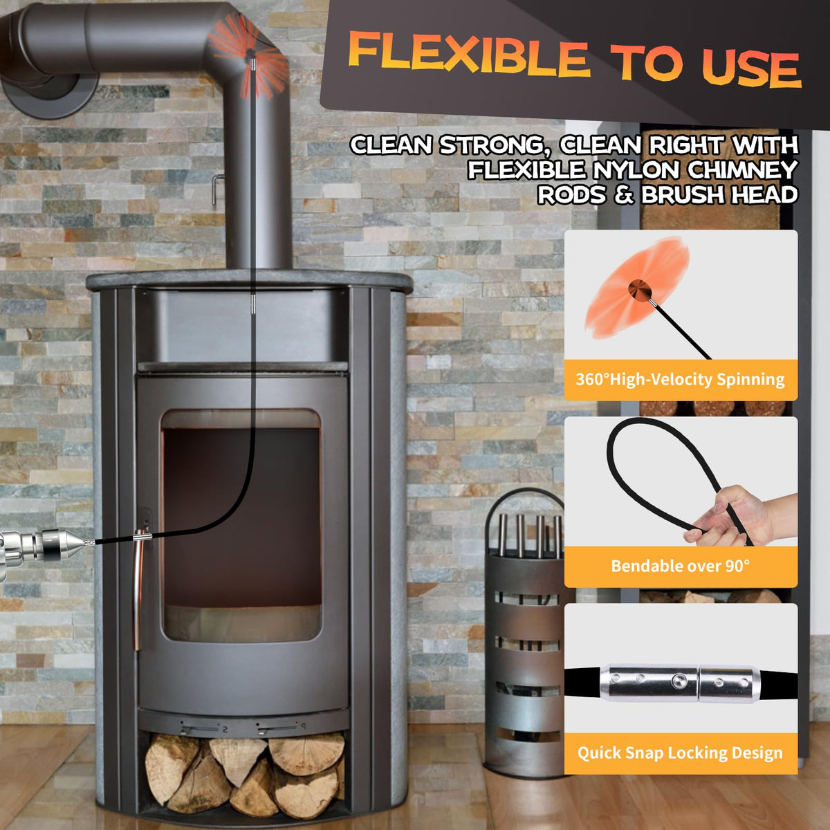 33 Feet Chimney Sweep Kit (10 Count)