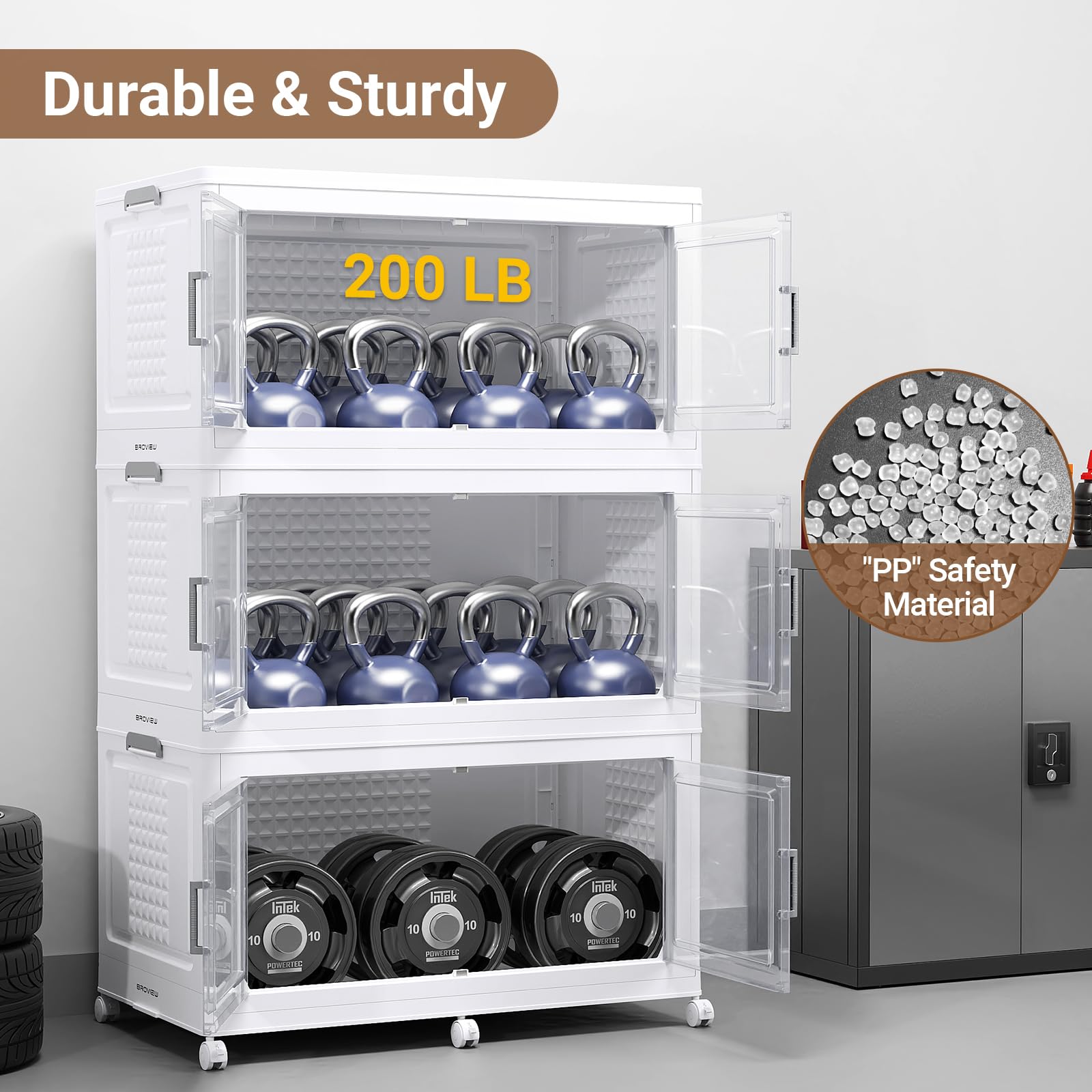 324 Qt Stackable Storage Bins Foldable Cabinet (3 Count)