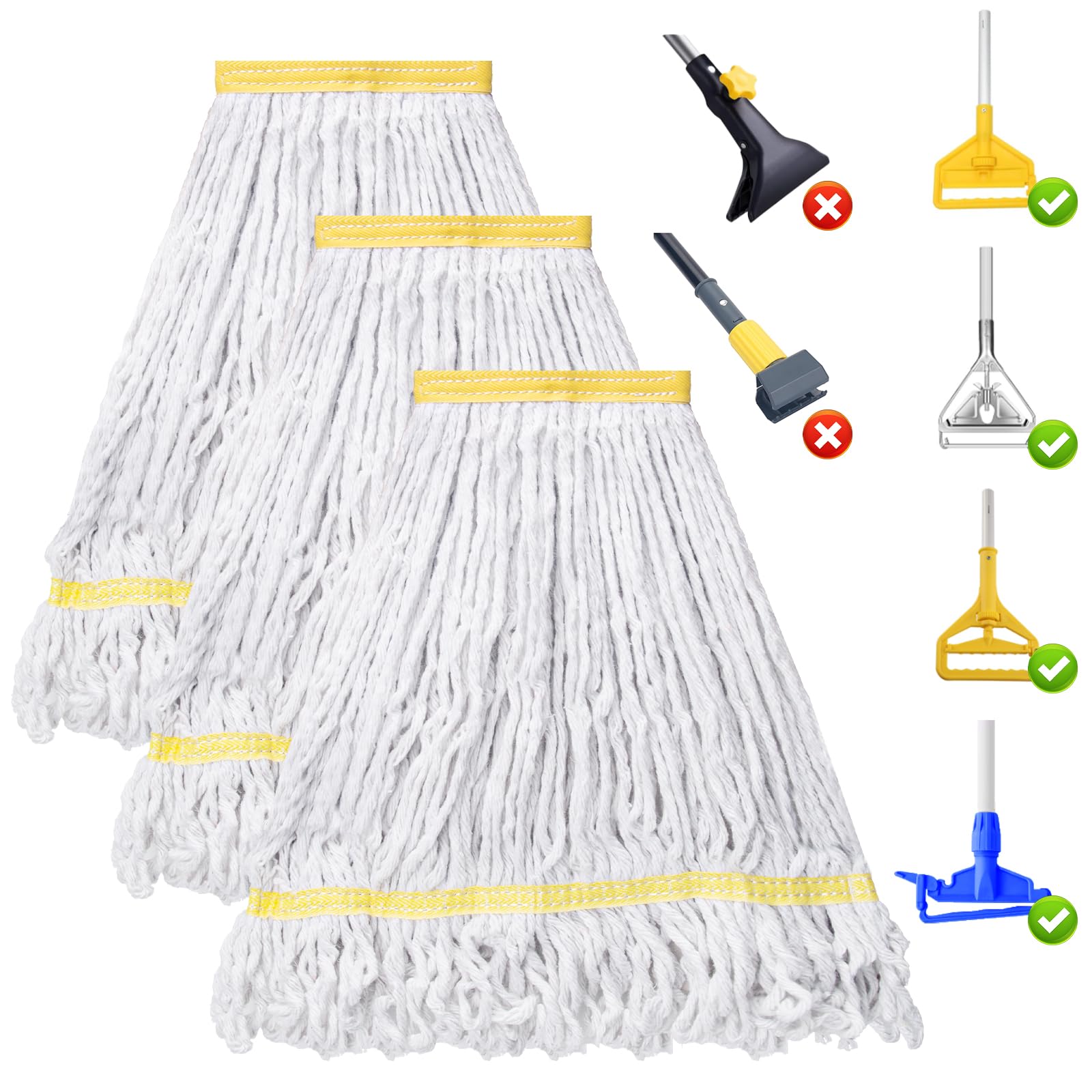 3 Pack Heavy Duty Commercial Mop Head Replacement - ModHome Supplies