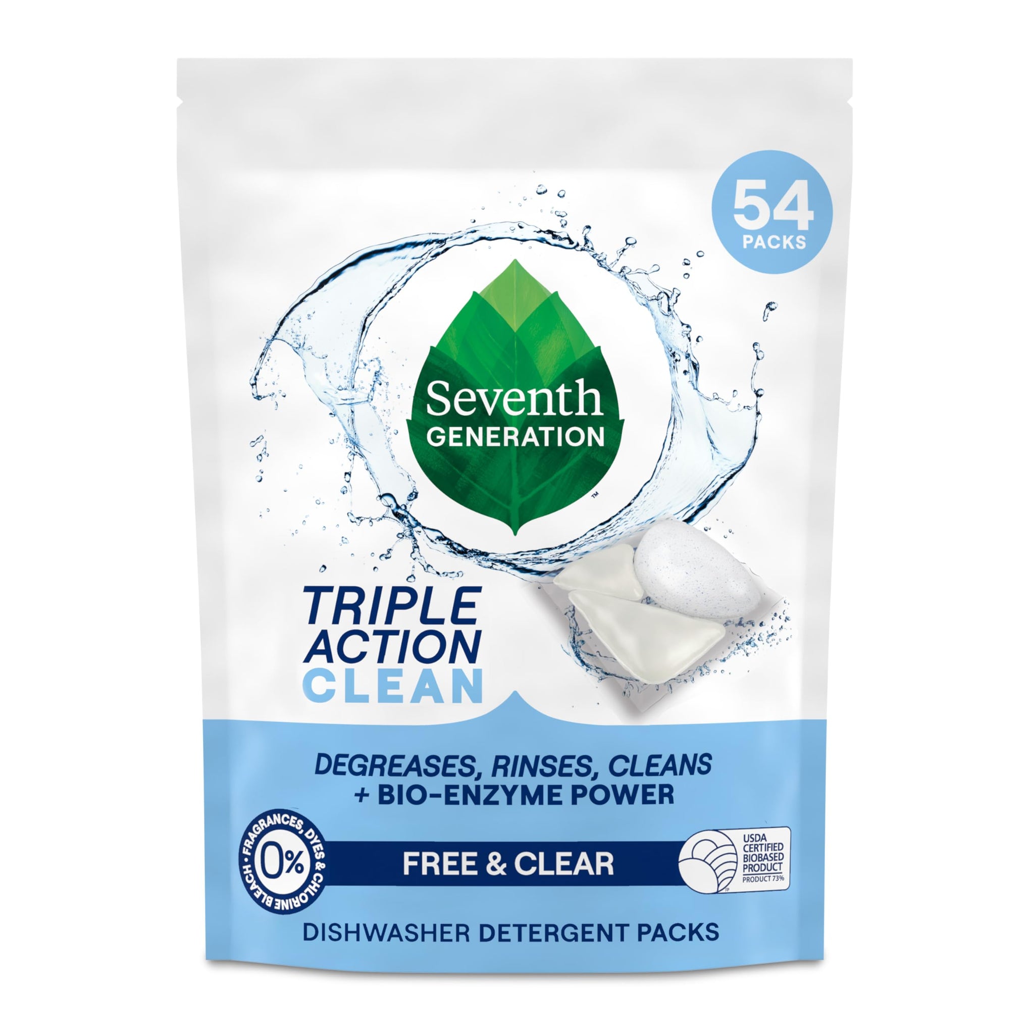 Triple Action Clean Automatic Dishwasher Detergent Packs with Bio (54 Count)